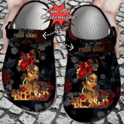 Personalized Black Woman Just Blessed Clog Shoes