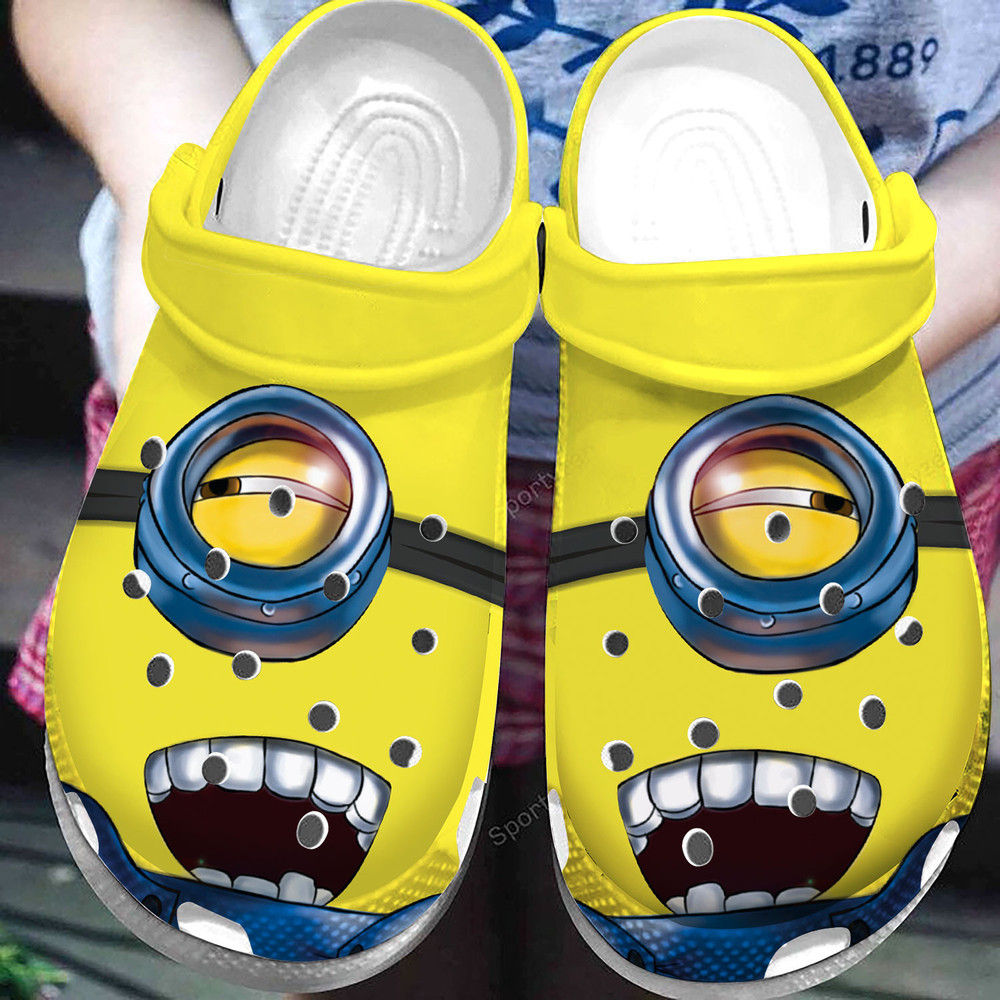 Funny Yellow Minion Face Clogs Shoes