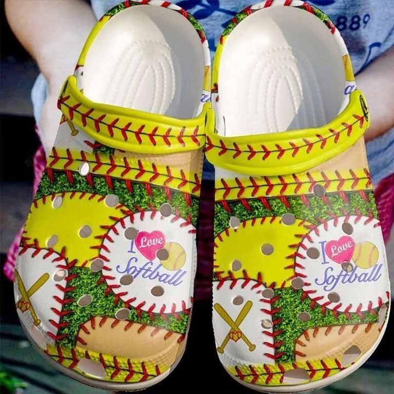 Suture Ball I Love Softball Clogs Crocs Shoes For Birthday Christmas