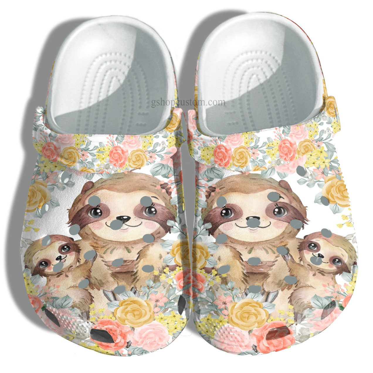 Mom Sloth Baby Flower Crocs Shoes - Sloth Grandma Mother Day Shoes Croc Clogs Gift