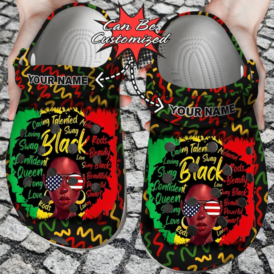 Personalized Juneteenth Black Girl American Clog Shoes