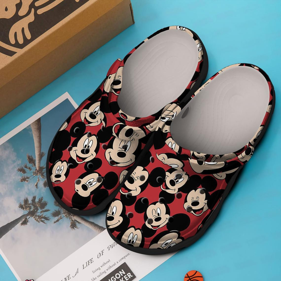 Red Mickey Mouse Crocband Crocs Clogs