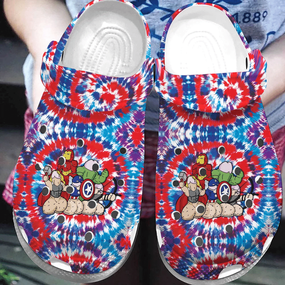 Funny Heroes Clit Avengers Tie Dye Clog Shoes