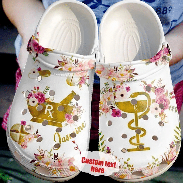 Pharmacist Personalized Floral Crocs Classic Clogs Shoes