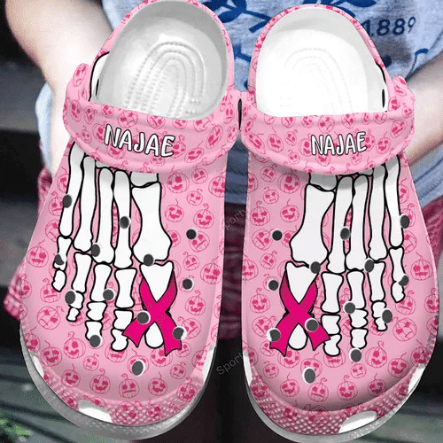 Personalized Skeleton Breast Cancer Clog Shoes Dh