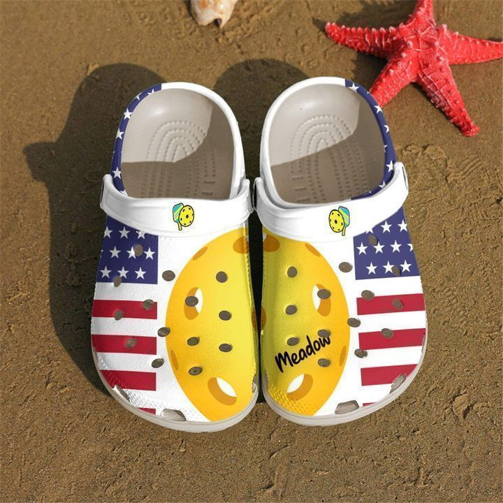 Pickle Ball Personalized American Crocs Clog Shoes