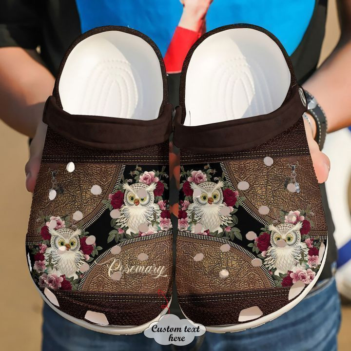 Owl Personalized Leather Crocs Classic Clogs Shoes