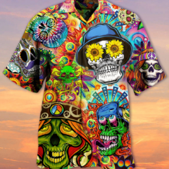 Hippie Skull Hawaiian Shirt For Men Women