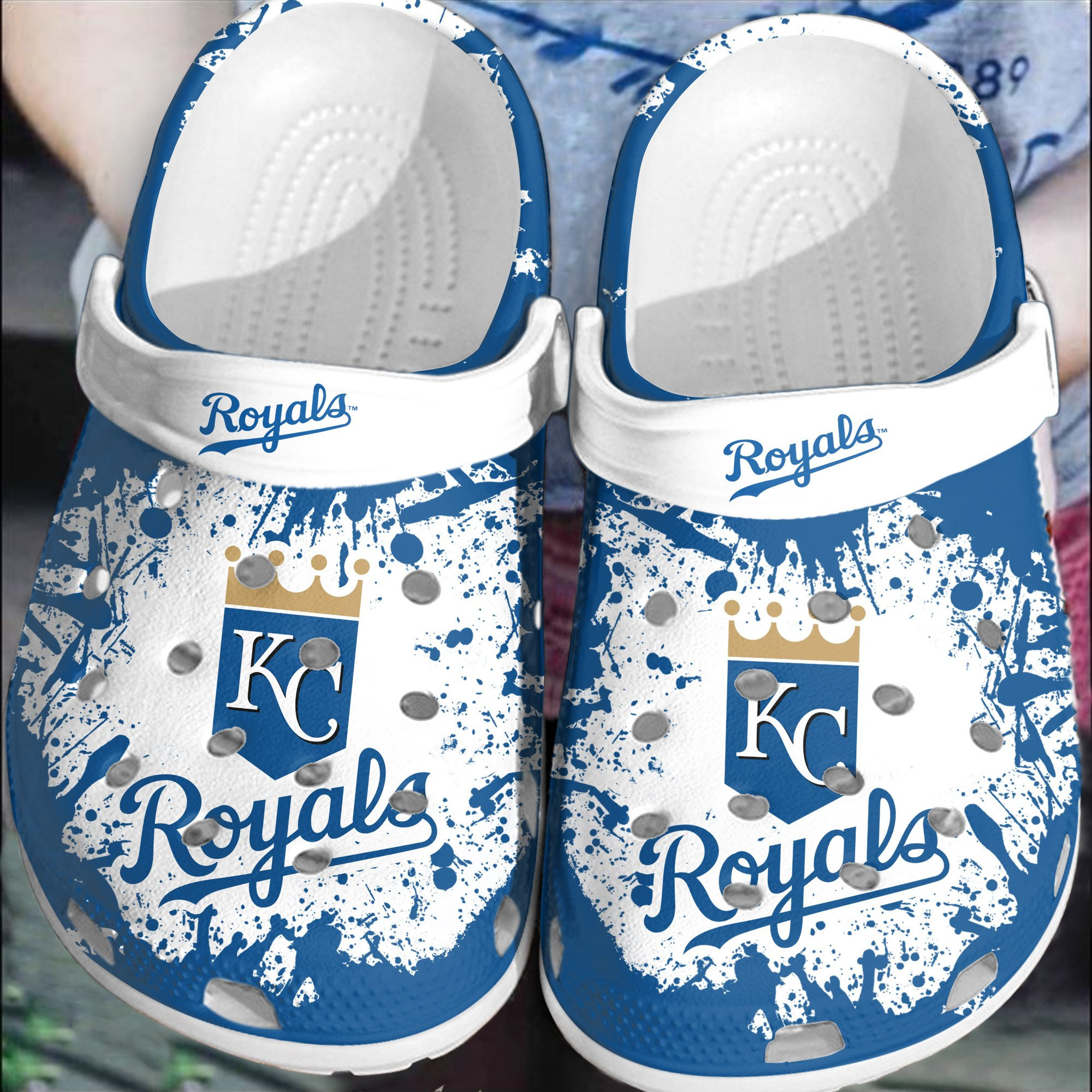Hot Mlb Team Kansas City Royals White-Blue Crocs Clog Shoesshoes