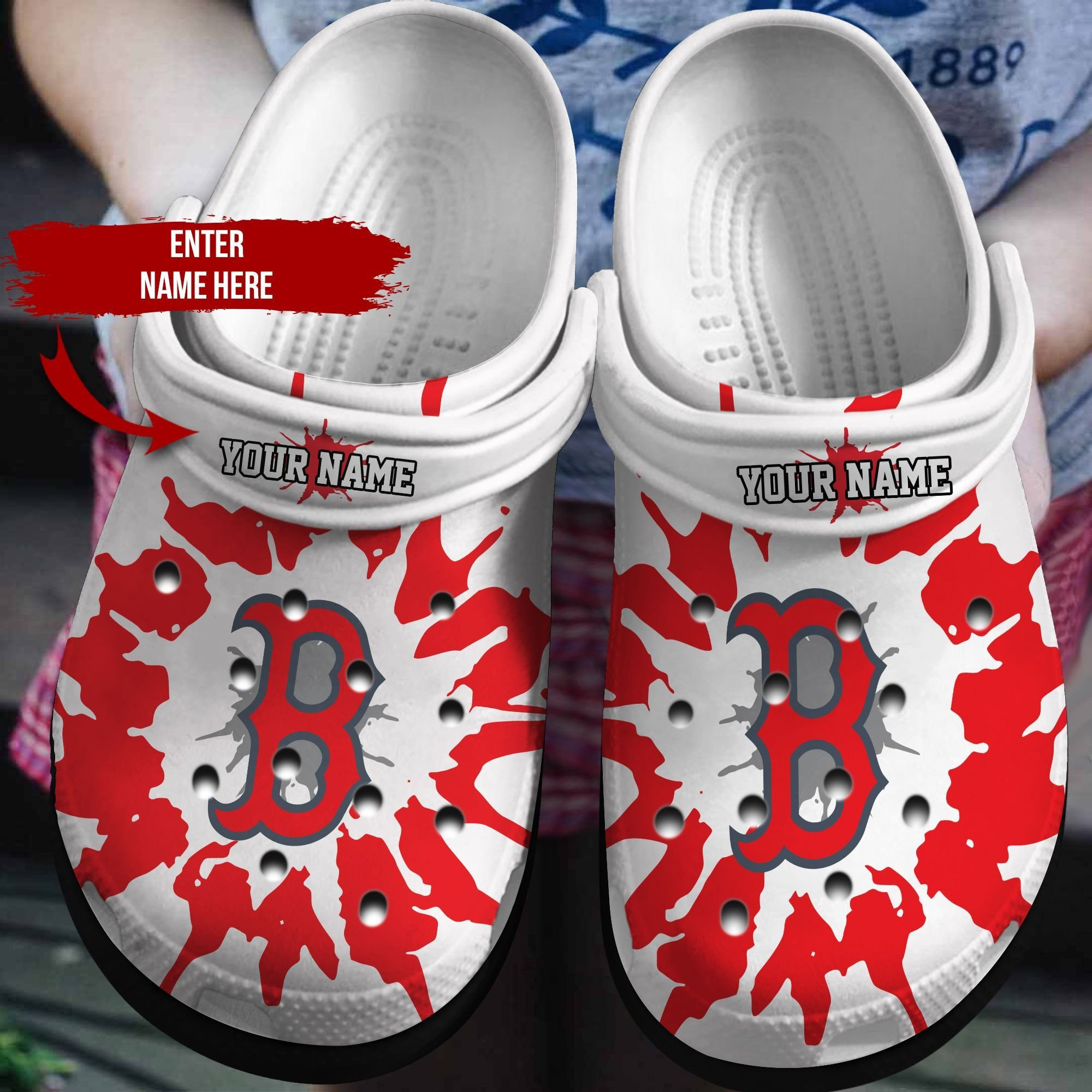 Personalized Red Sox Crocbland Clog 12945Tp