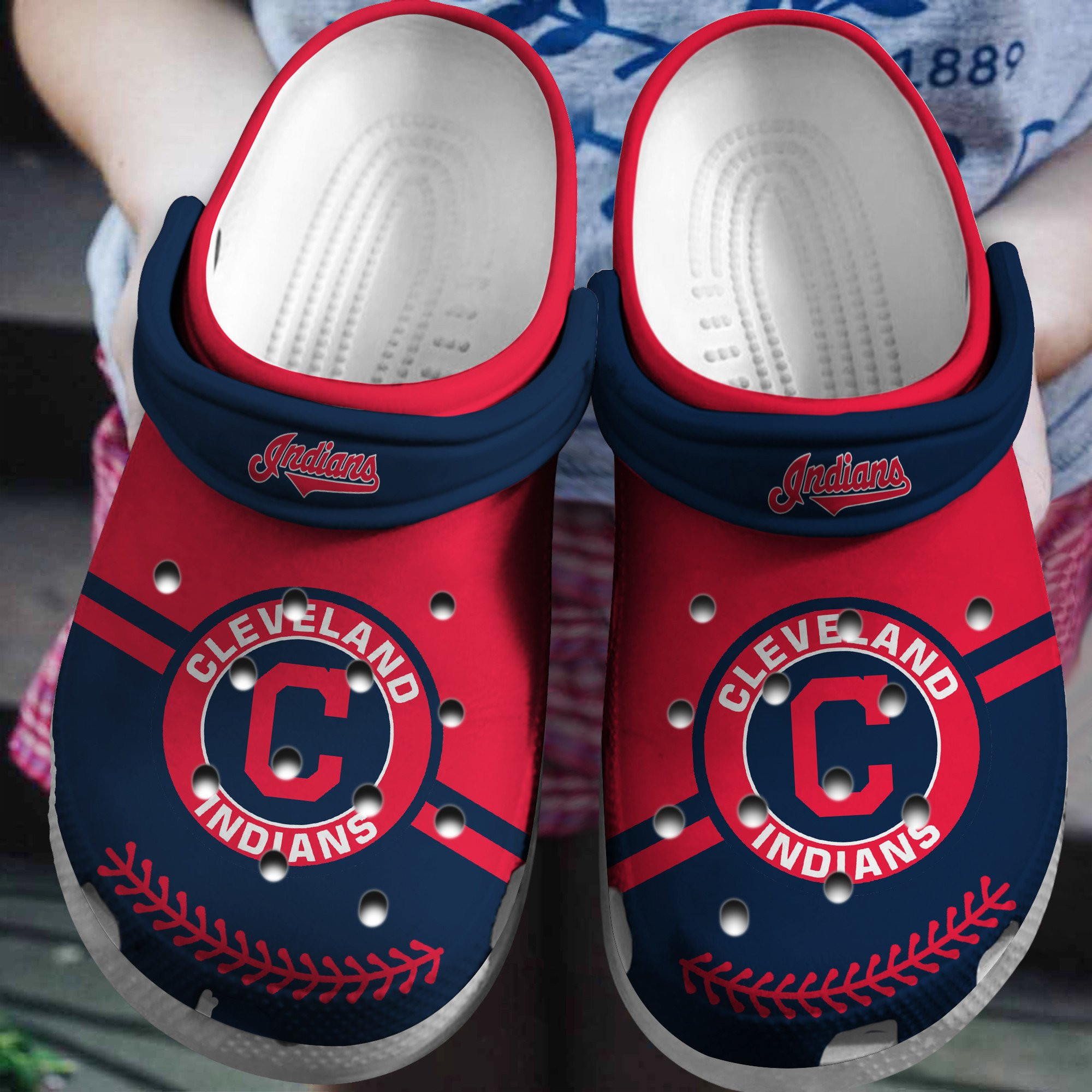 Hot Mlb Team Cleveland Guardians Red-Navy Crocs Clog Shoesshoes