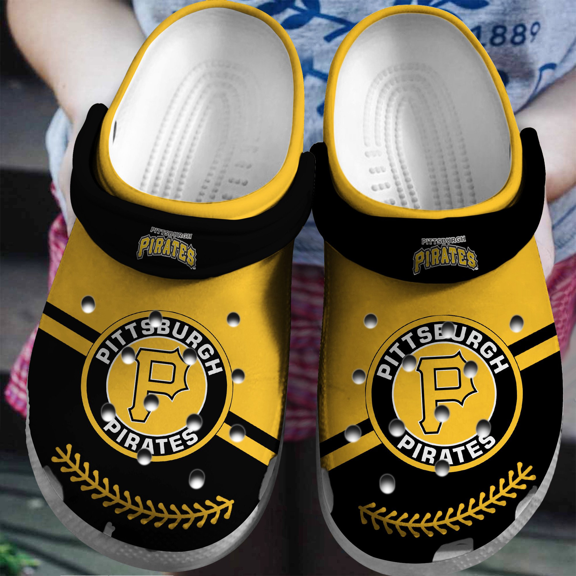 Hot Mlb Team Pittsburgh Pirates Yellow-Black Crocs Clog Shoesshoes