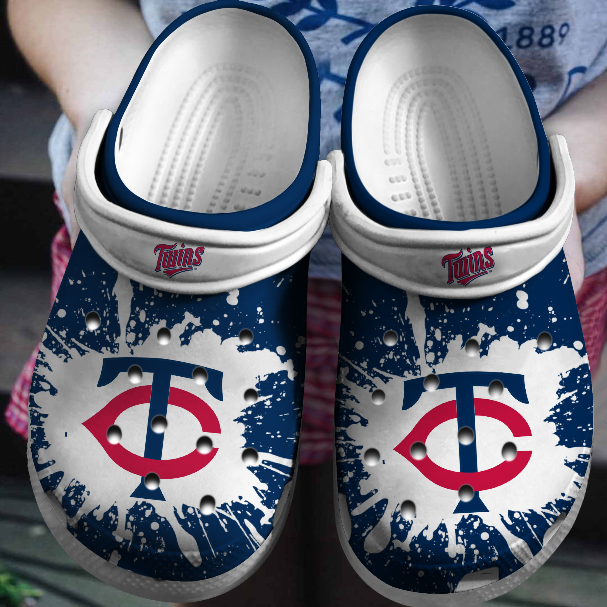 Hot Mlb Team Minnesota Twins White-Navy Crocs Clog Shoesshoes