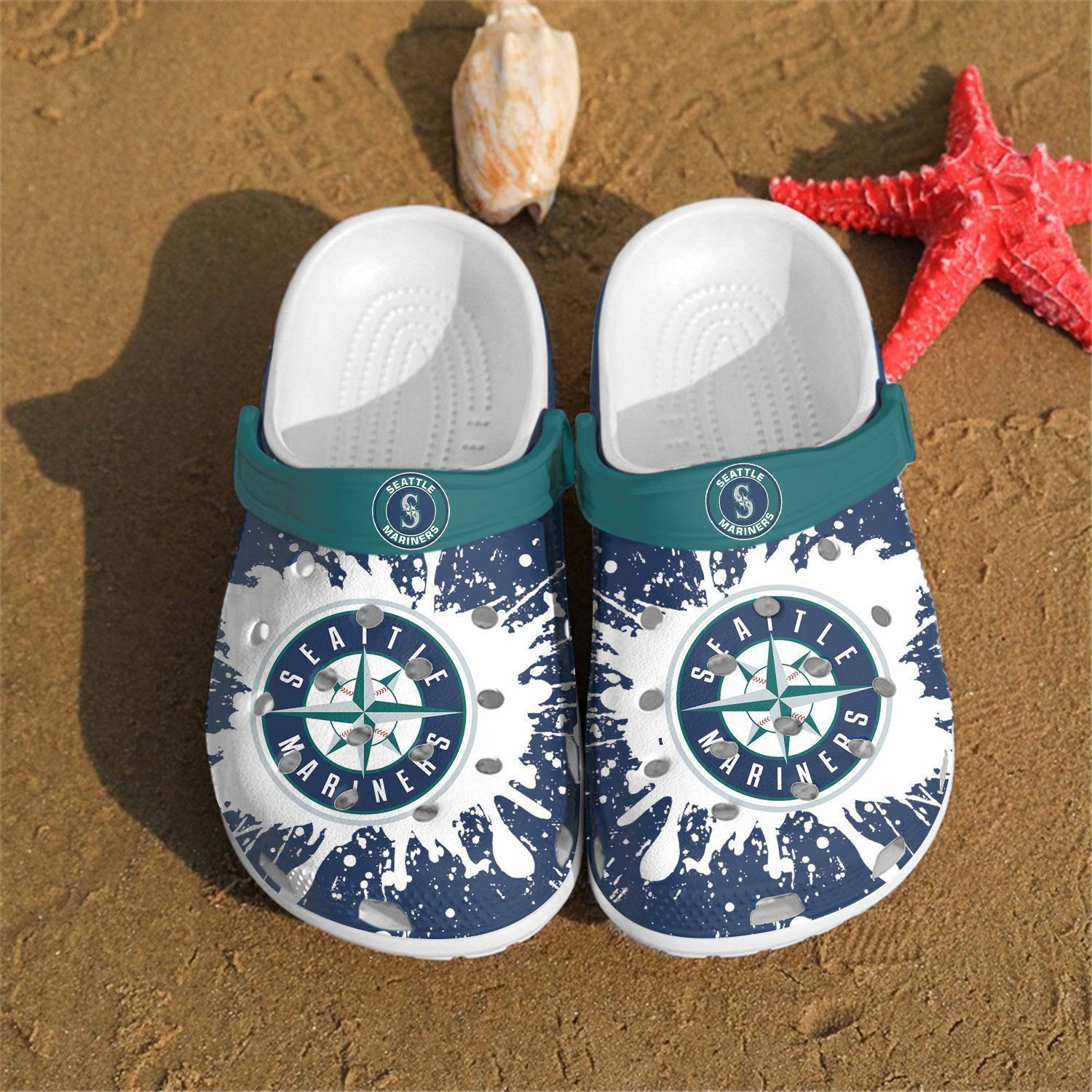 Seattle Mariners Mlb Paint Flakes Gift For Fan Crocs Clog Shoescrocband Clogs
