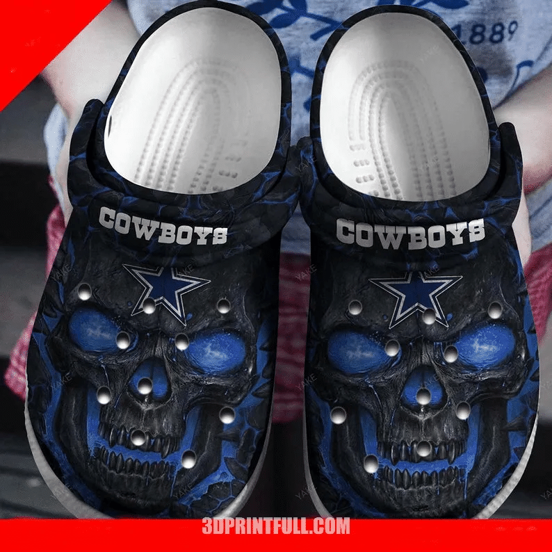 Skull Dallas Cowboys Nfl Team Gift For Fan Crocs Clog Shoesrubber Crocs Clog Shoescrocban