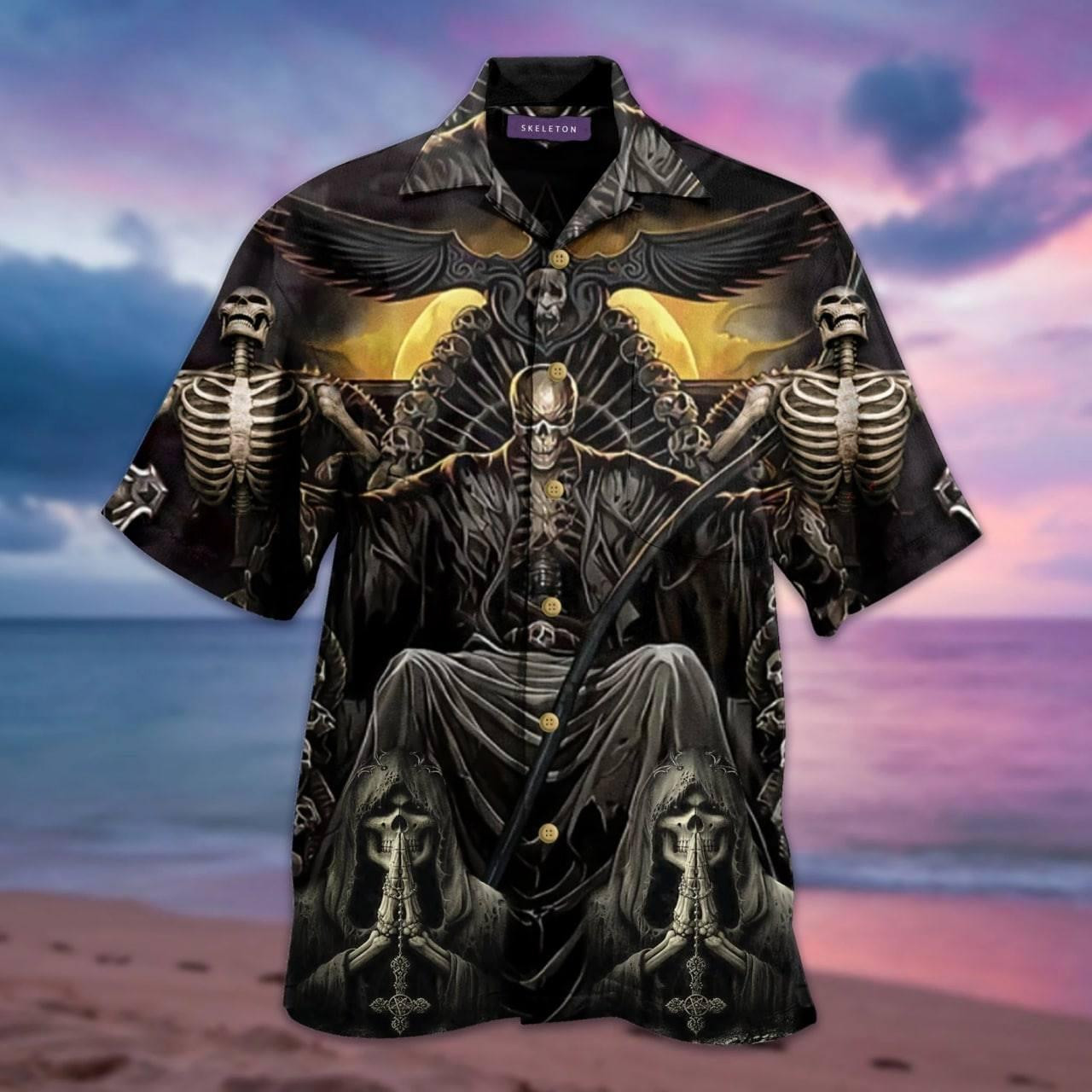 Grim Reaper Dark Skull Hawaiian Shirt For Men Women