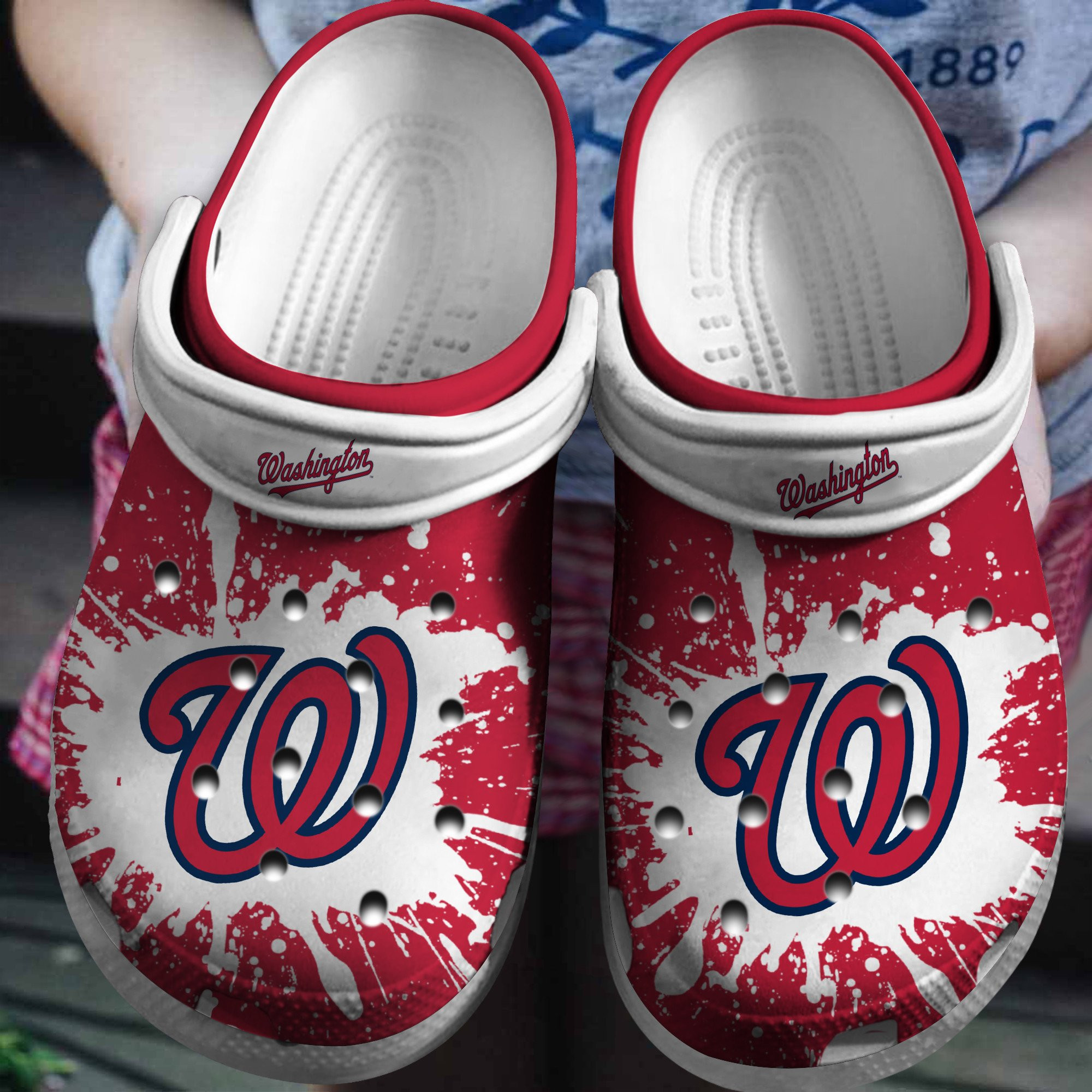 Hot Mlb Team Washington Nationals Red-White Crocs Clog Shoesshoes