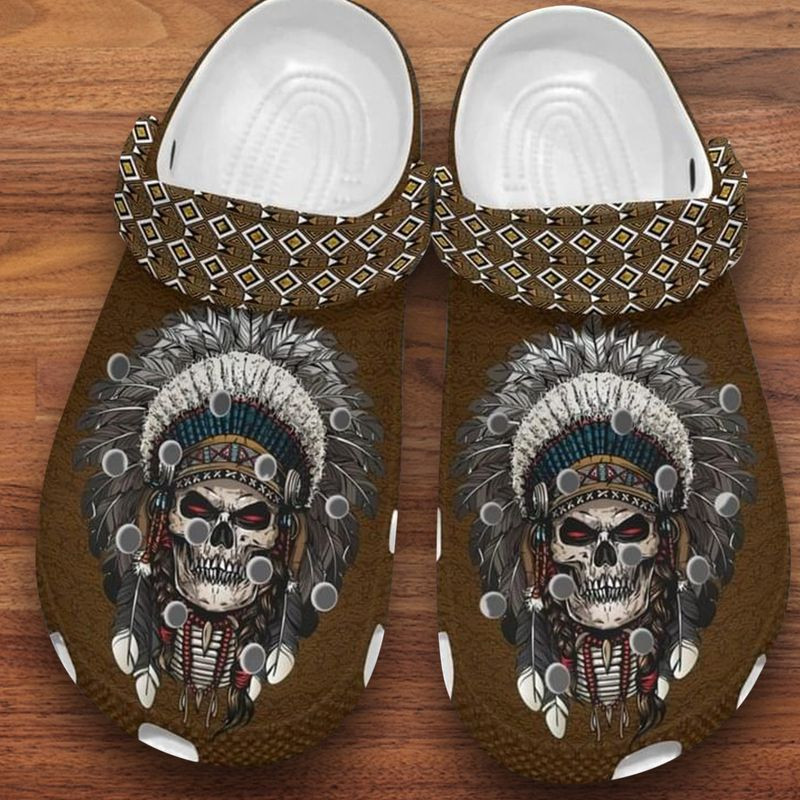 Native American Crary Skull Crocs Clog Shoesshoes Slippers Native Leader Men And Women Crocs Clog Shoesshoes High Quality Rubber