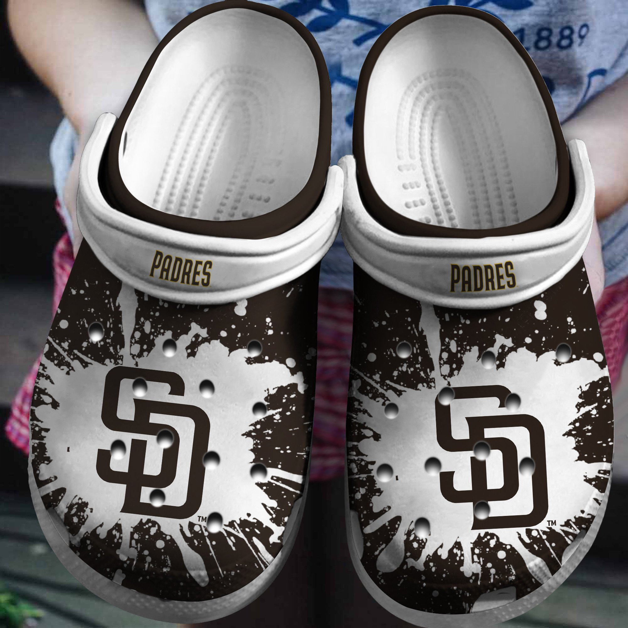 Hot Mlb Team San Diego Padres White-Black Crocs Clog Shoesshoes