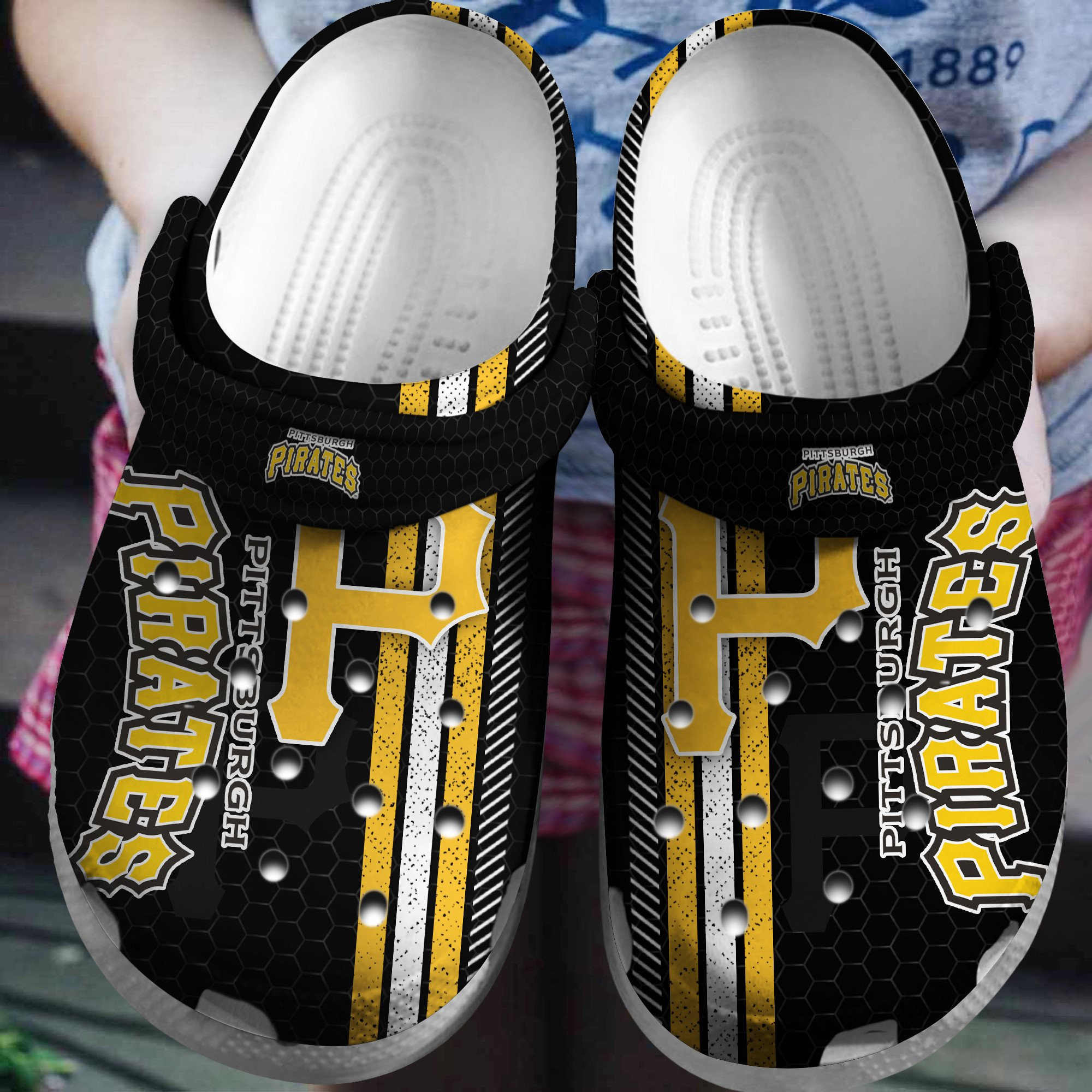 Hot Mlb Team Pittsburgh Pirates Black-Yellow Crocs Clog Shoesshoes