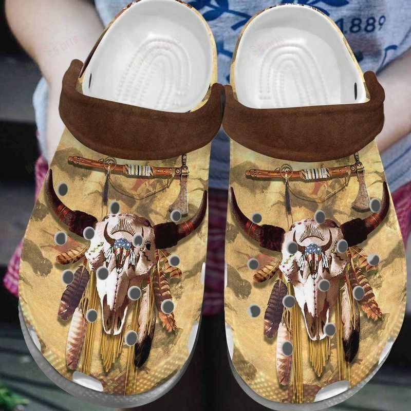 Native American Moose Skull Classic Clogs Native Tribes Shoes Crocs Clog Shoeswater Shoes Tribal Pattern