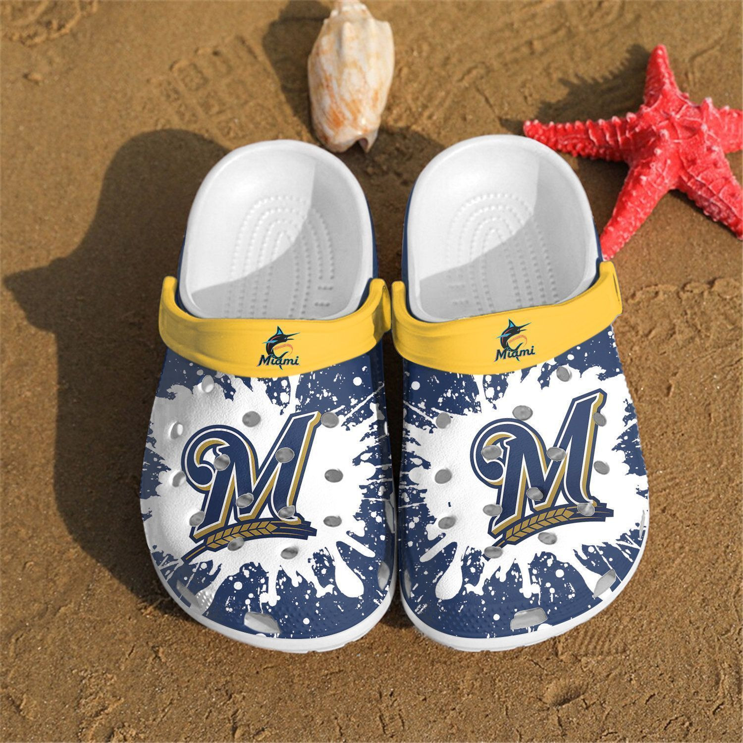 Milwaukee Brewers Mlb Paint Flakes Crocs Clog Shoescrocband Clogs Comfy Footwea