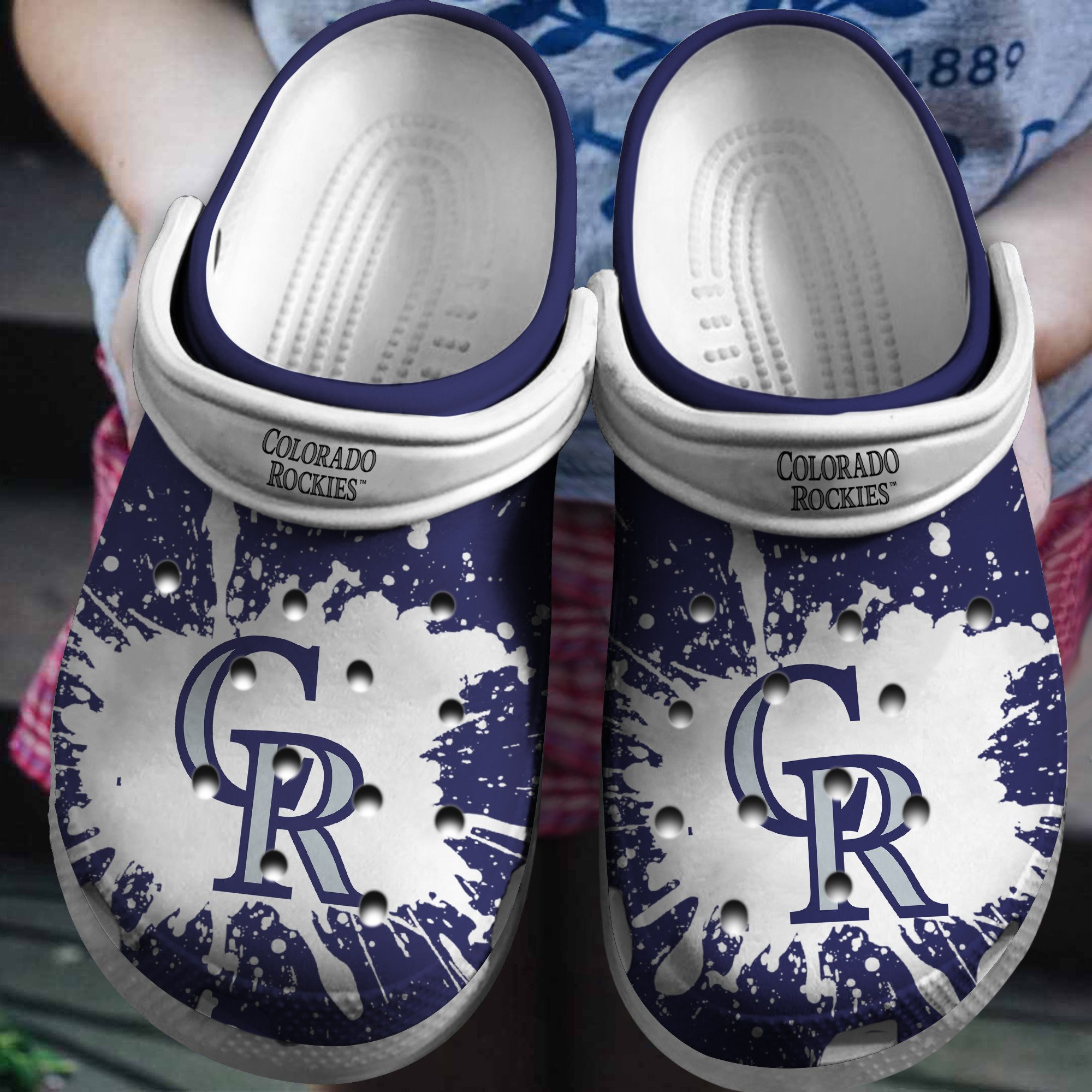 Hot Mlb Team Colorado Rockies White-Blue Crocs Clog Shoesshoes