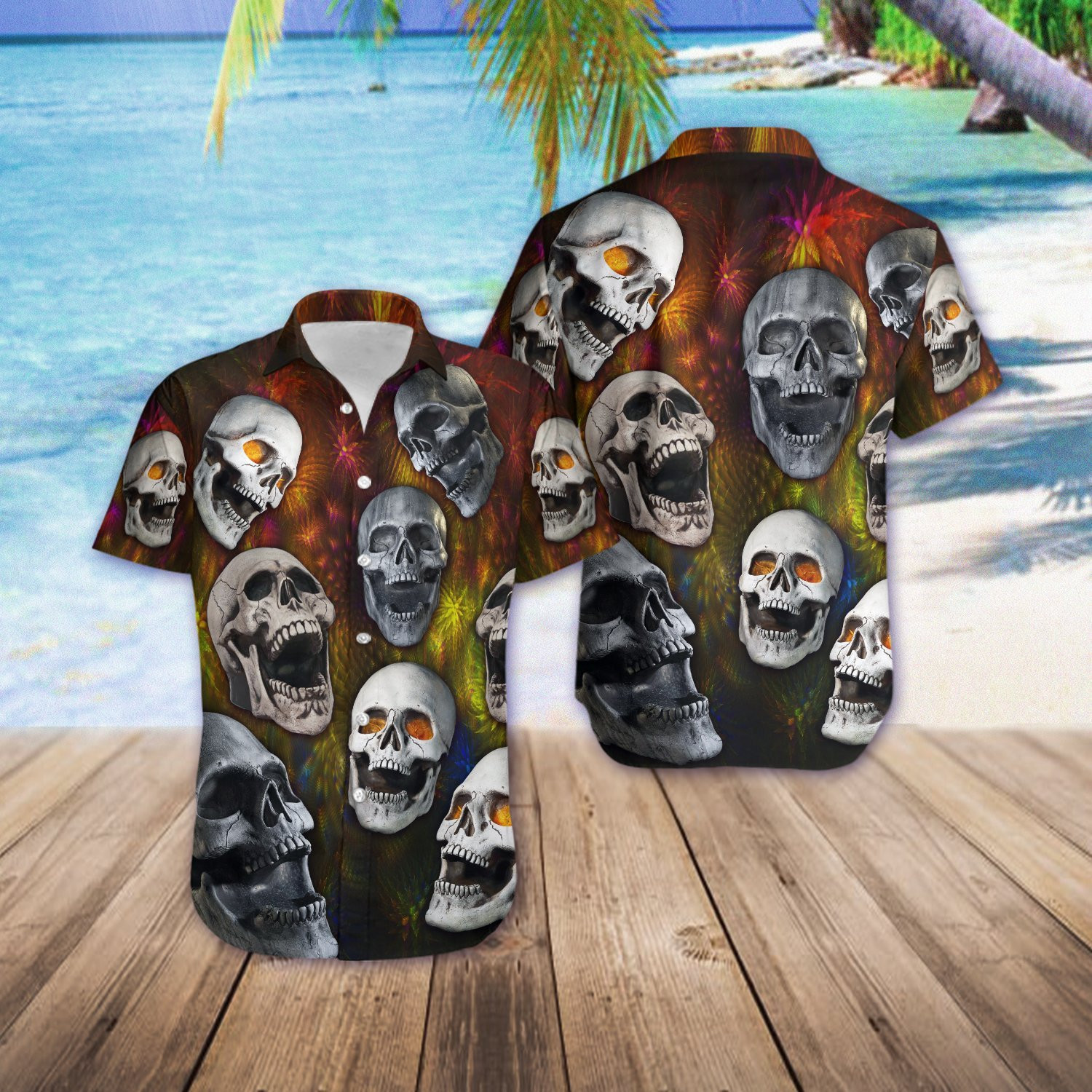 Funny Tropical Skull Hawaiian Shirt For Men Women