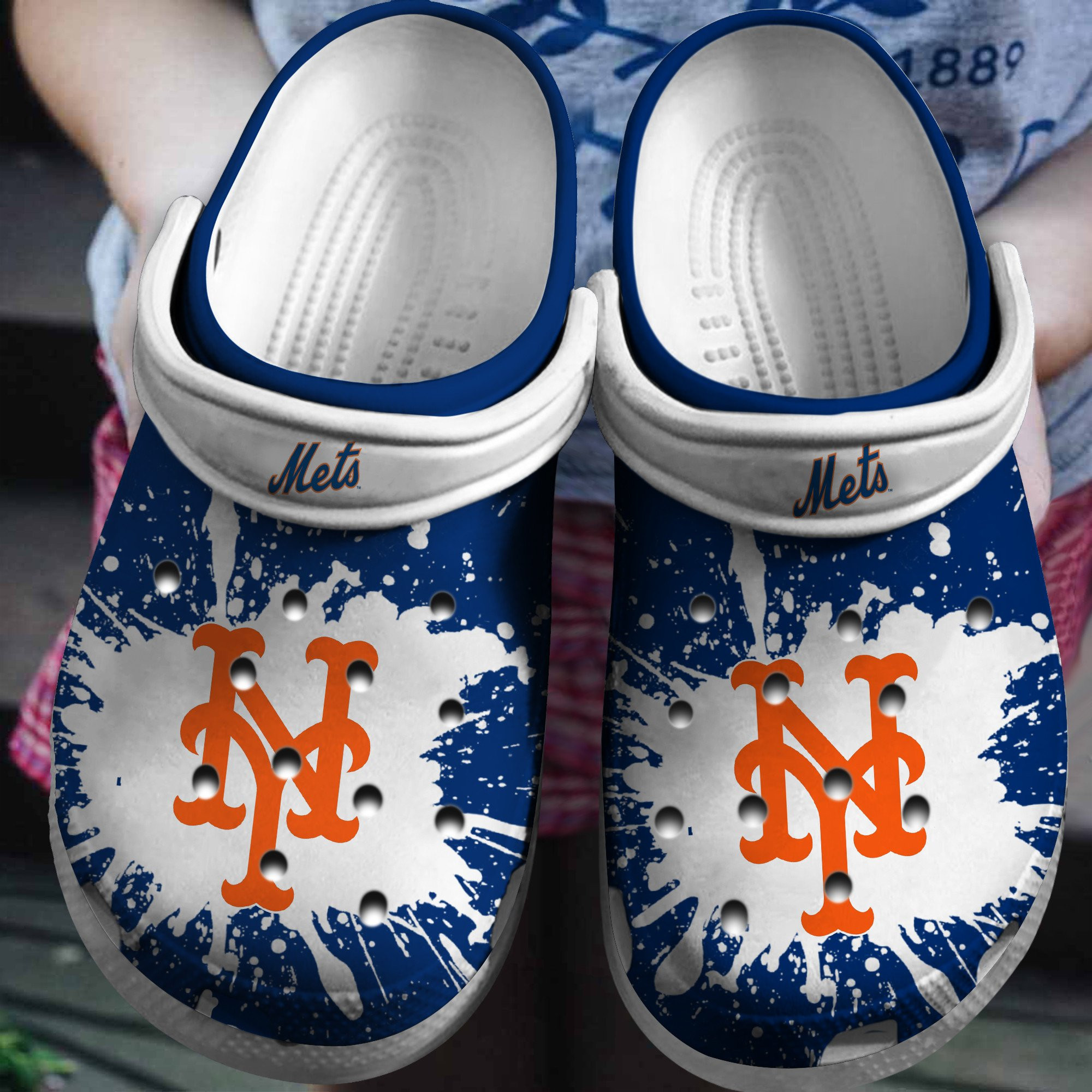 Hot Mlb Team New York Mets White-Blue Crocs Clog Shoesshoes