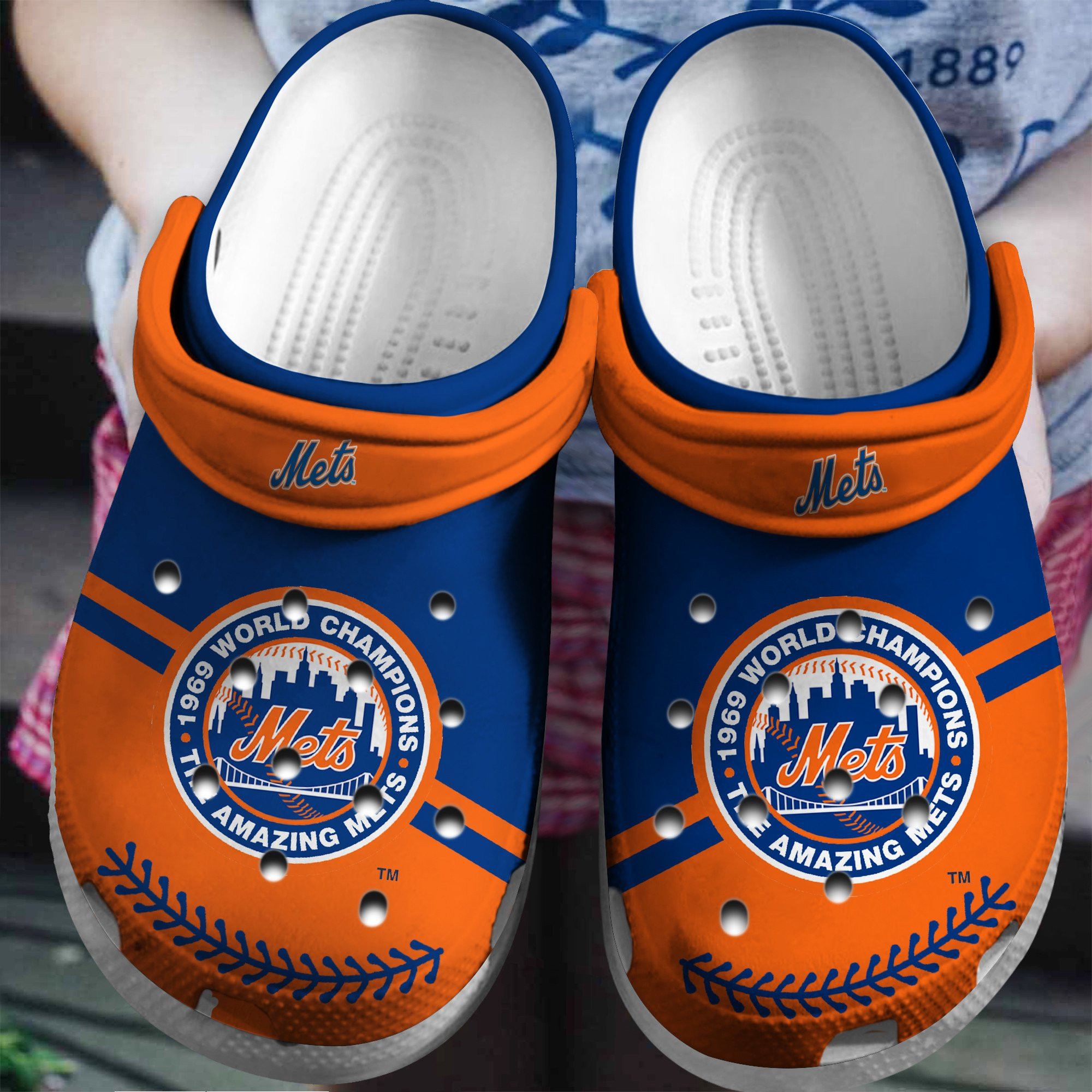 Hot Mlb Team New York Mets Orange-Blue Crocs Clog Shoesshoes