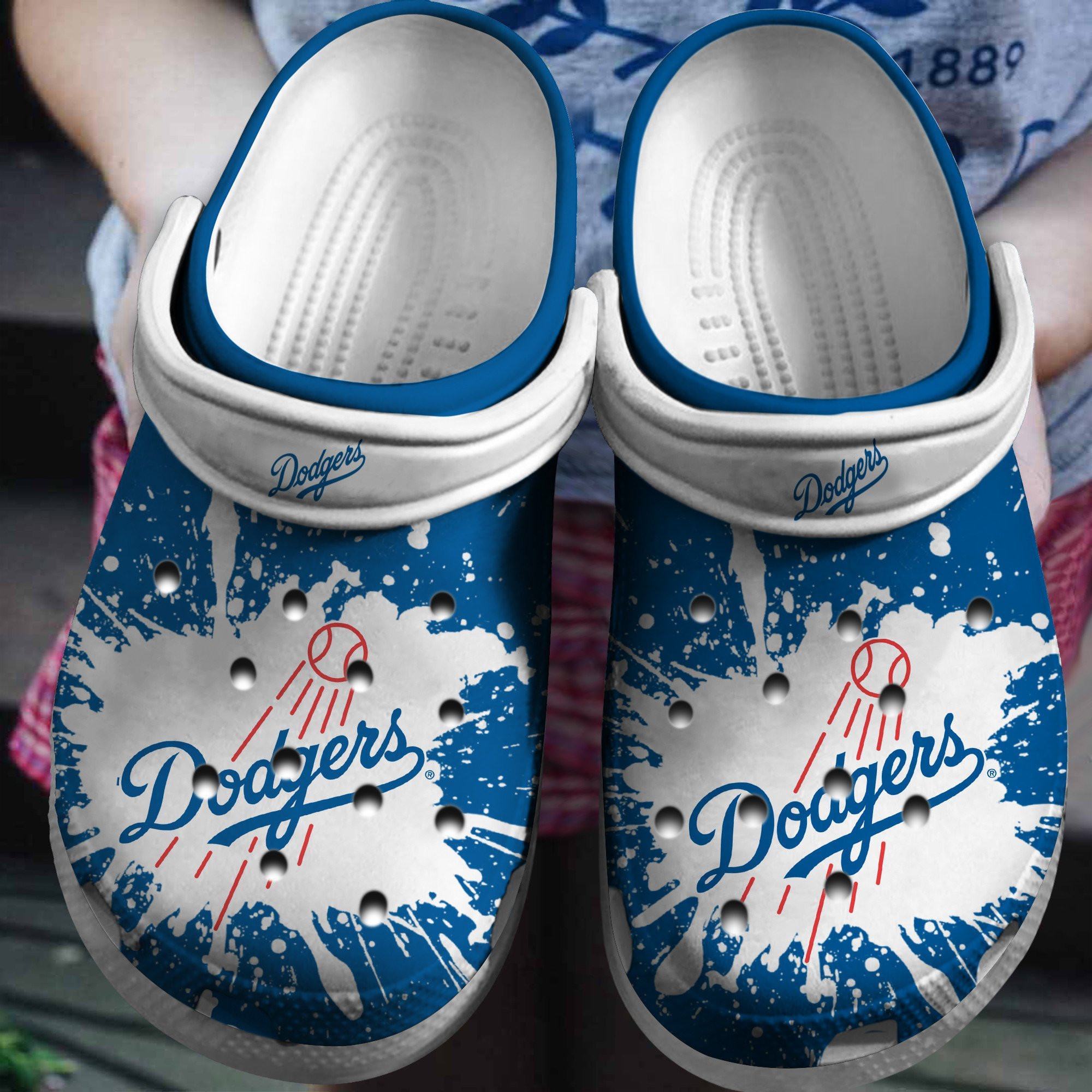 Hot Mlb Team Los Angeles Dodgers White-Blues Crocs Clog Shoesshoes