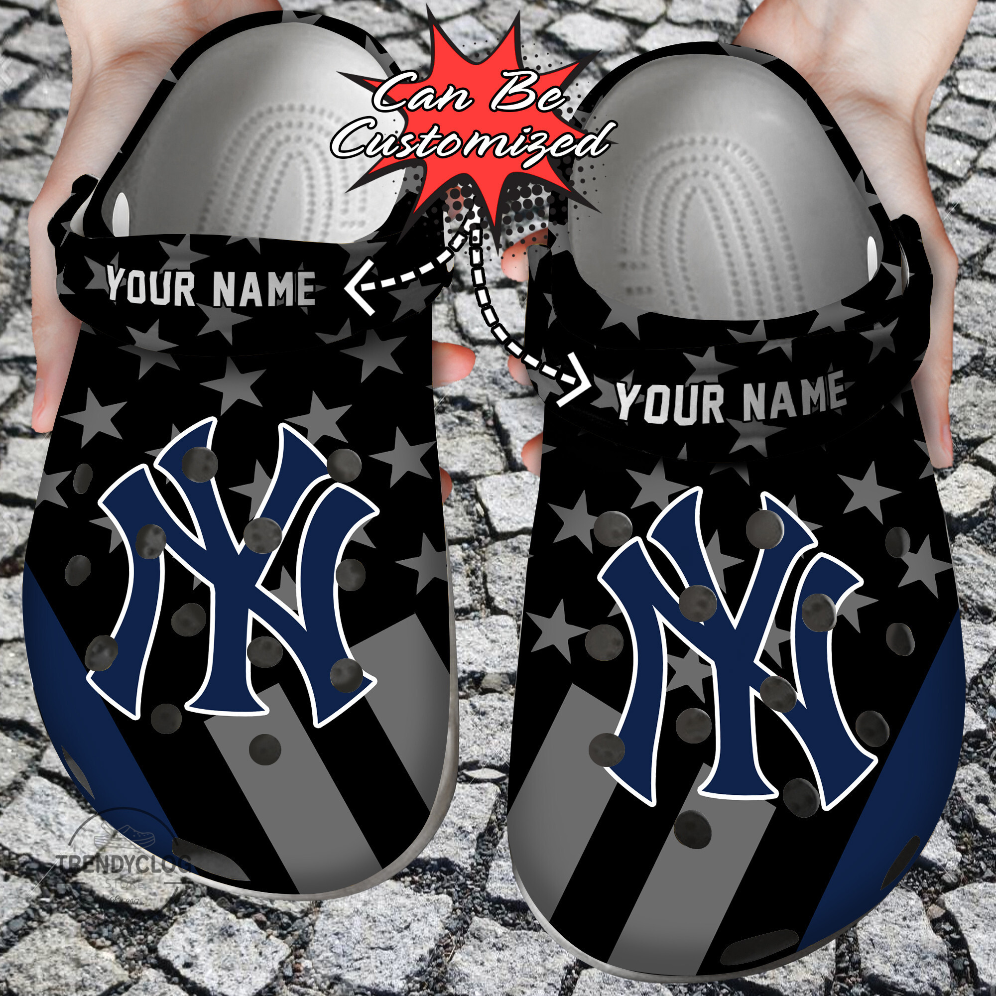 Baseball Crocs Personalized NY Yankees Star Flag Clog Shoes