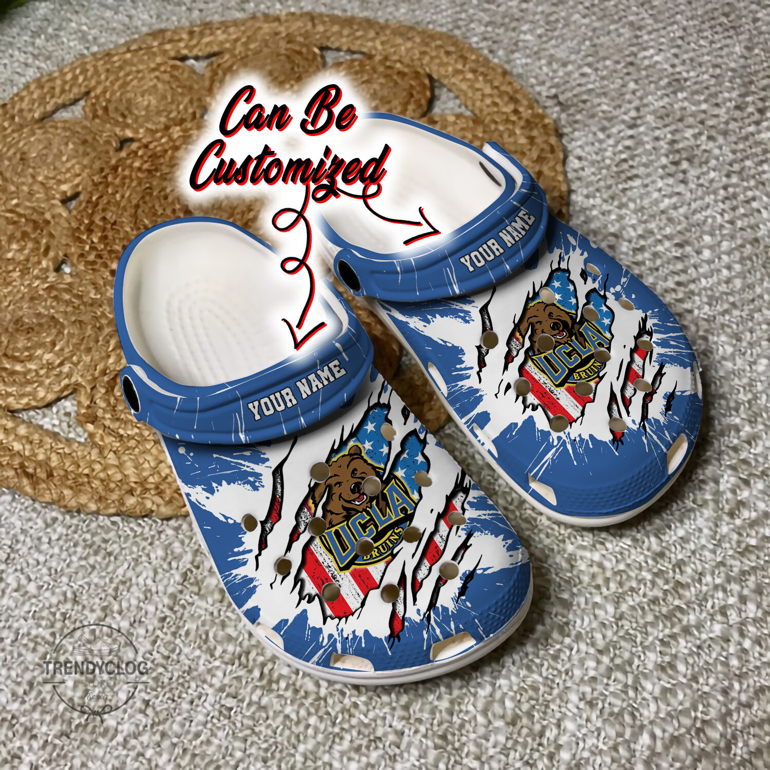 Sport Crocs Personalized UCLABruins University Ripped American Flag Clog Shoes