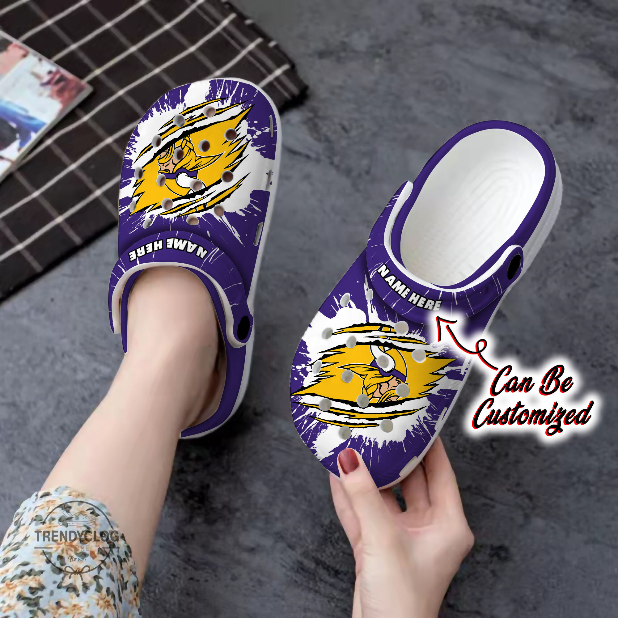 Vikings Crocs Personalized MVikings Football Ripped Claw Clog Shoes