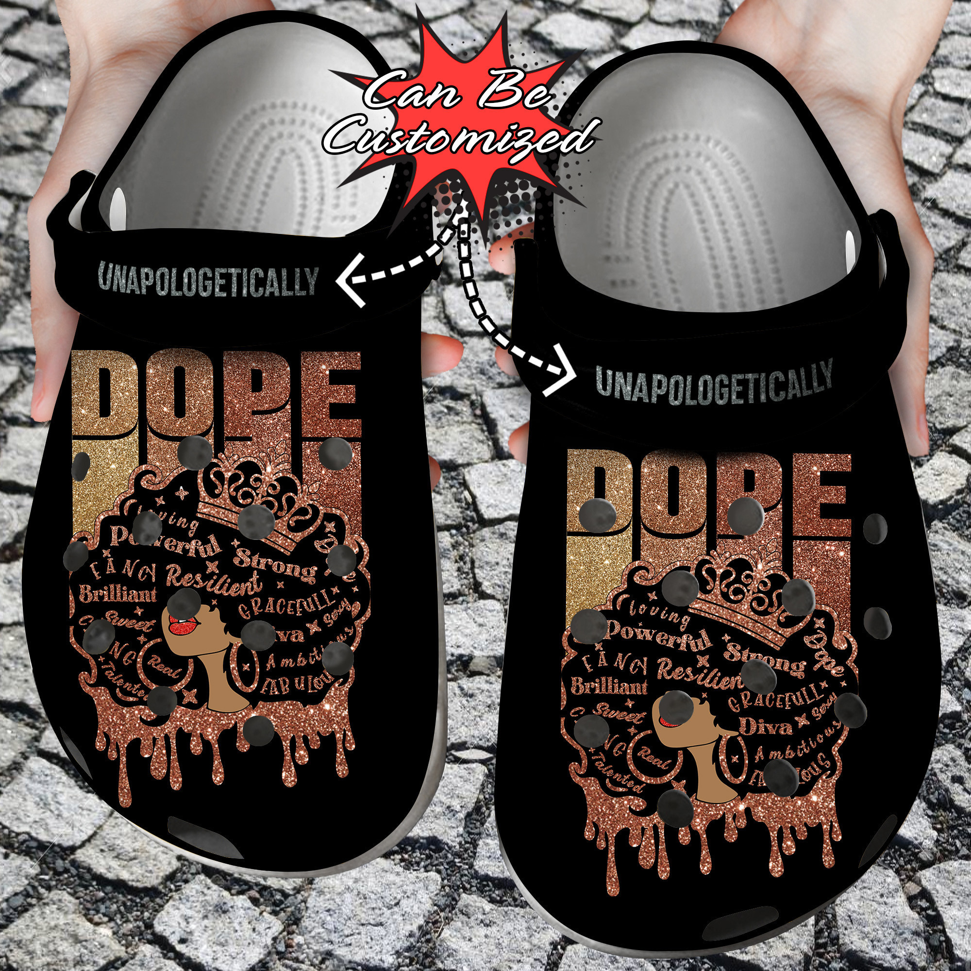 Custom Crocs Personalized Unapologetically Dope Black Woman Clog Shoes