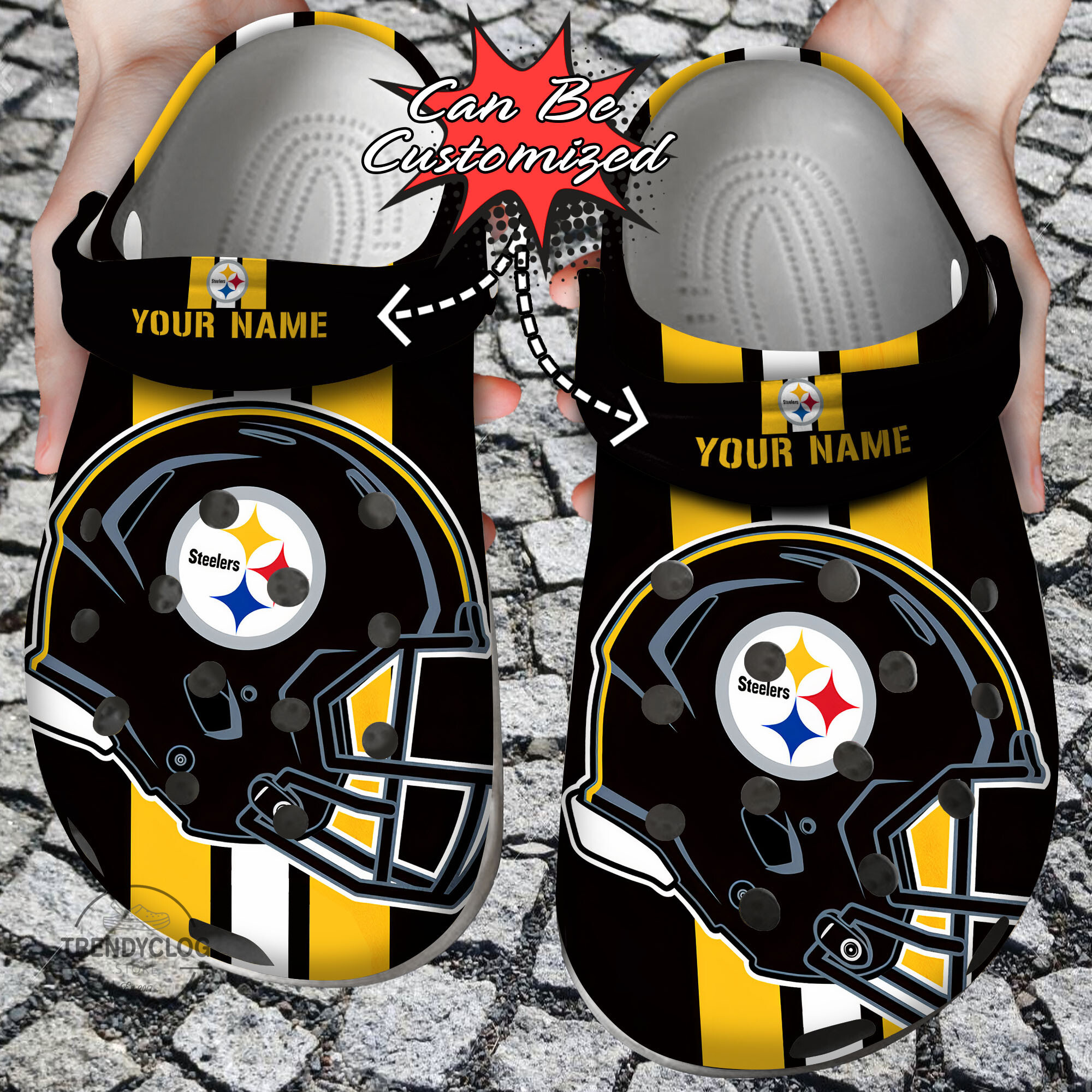 Football Crocs Personalized PSteelers Team Helmets Clog Shoes