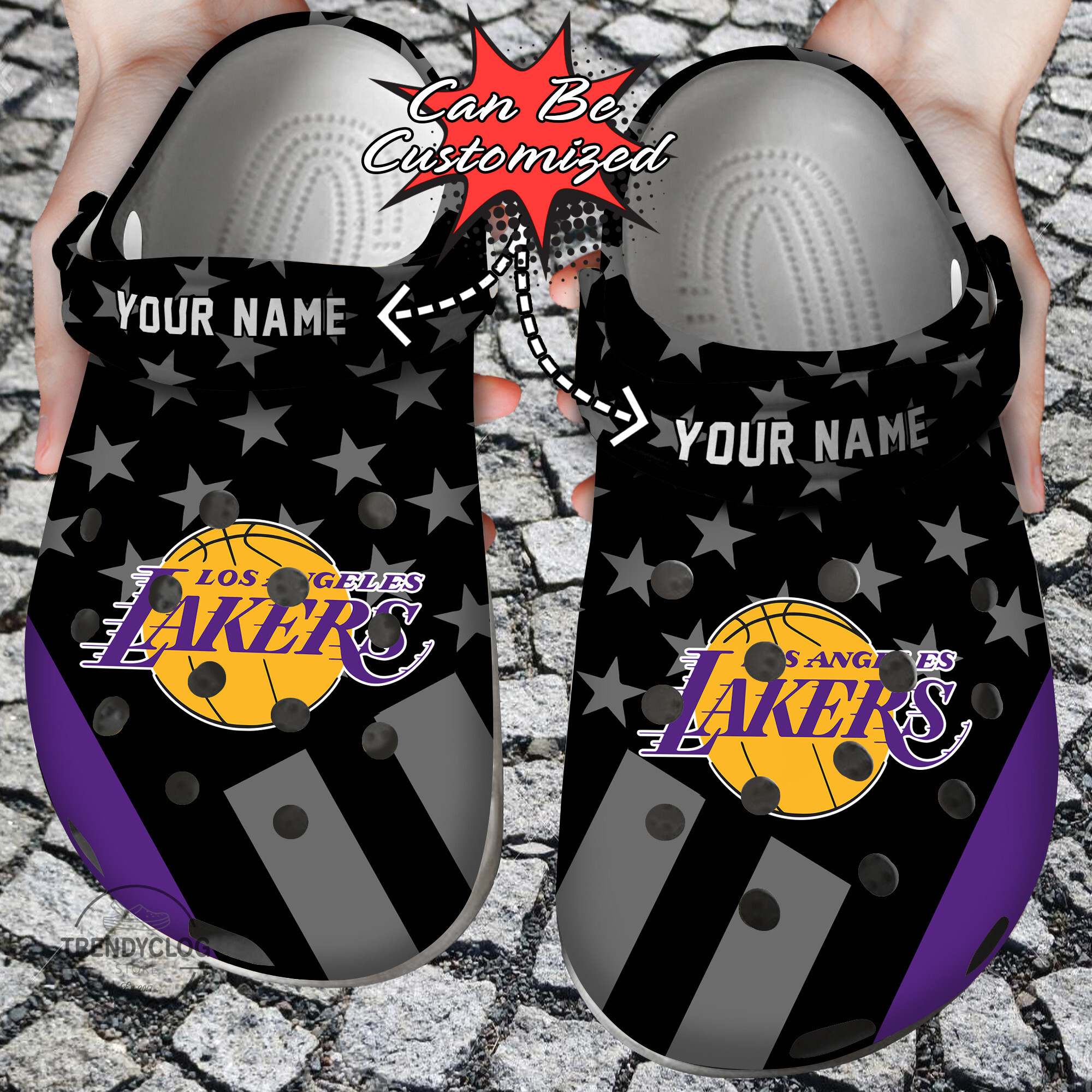 Basketball Crocs Personalized LA Lakers Star Flag Clog Shoes