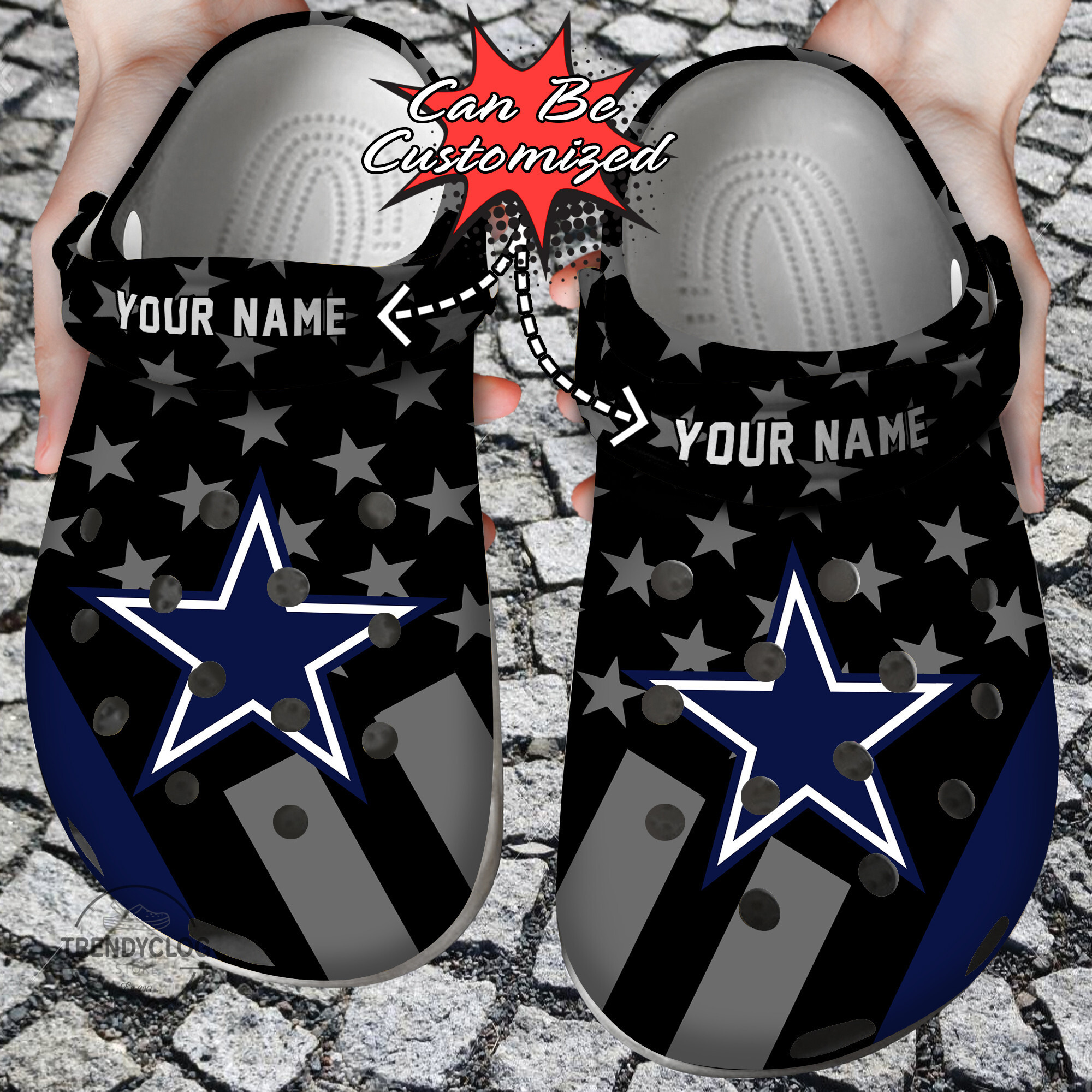 Football Crocs Personalized DCowboys Star Flag Clog Shoes