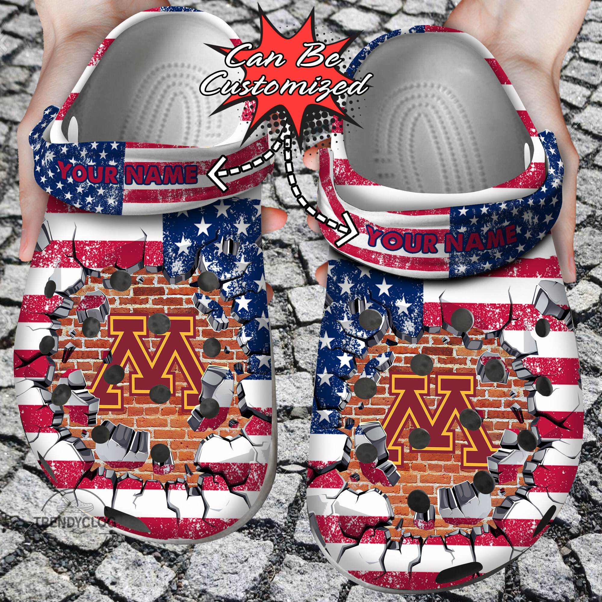 Sport Crocs Personalized MGolden Gophers University American Flag New Clog Shoes