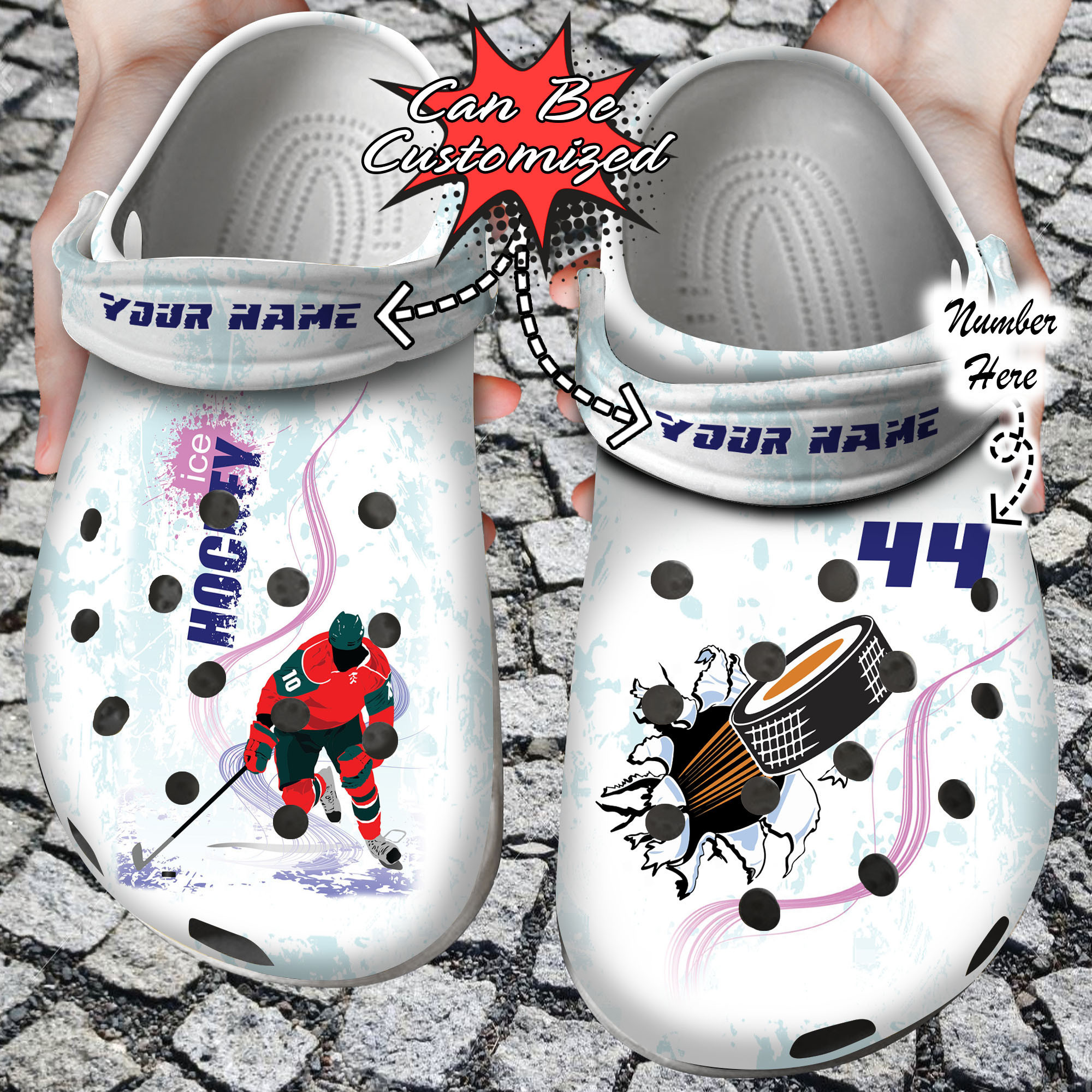 Sport Crocs Personalized Hockey Ice Player Clog Shoes