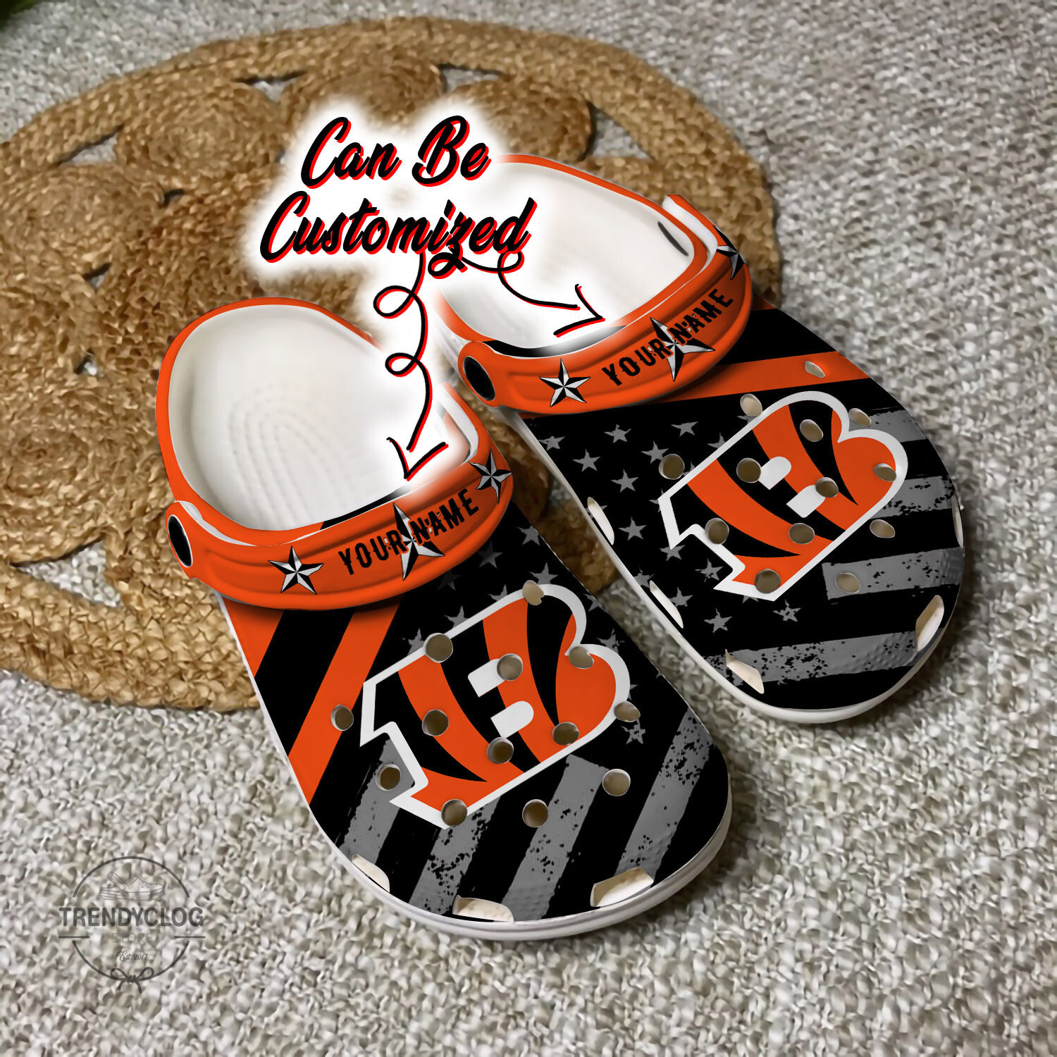 Football Crocs Personalized CBengals American Flag Clog Shoes