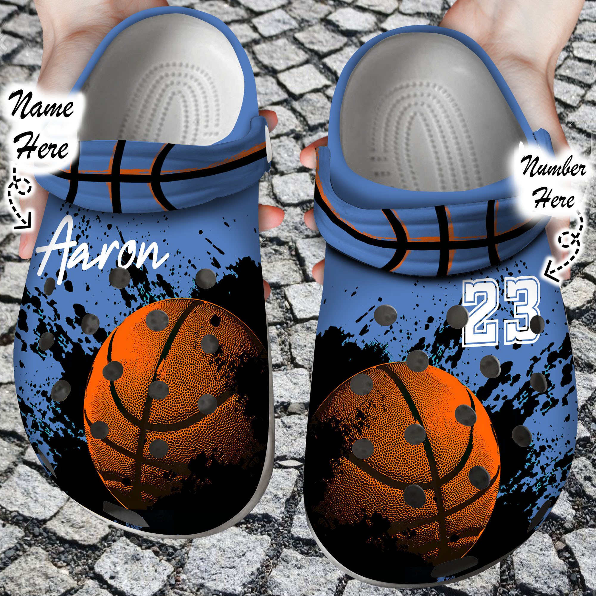 Custom Crocs Personalized Basketball Grunge Clog Shoes