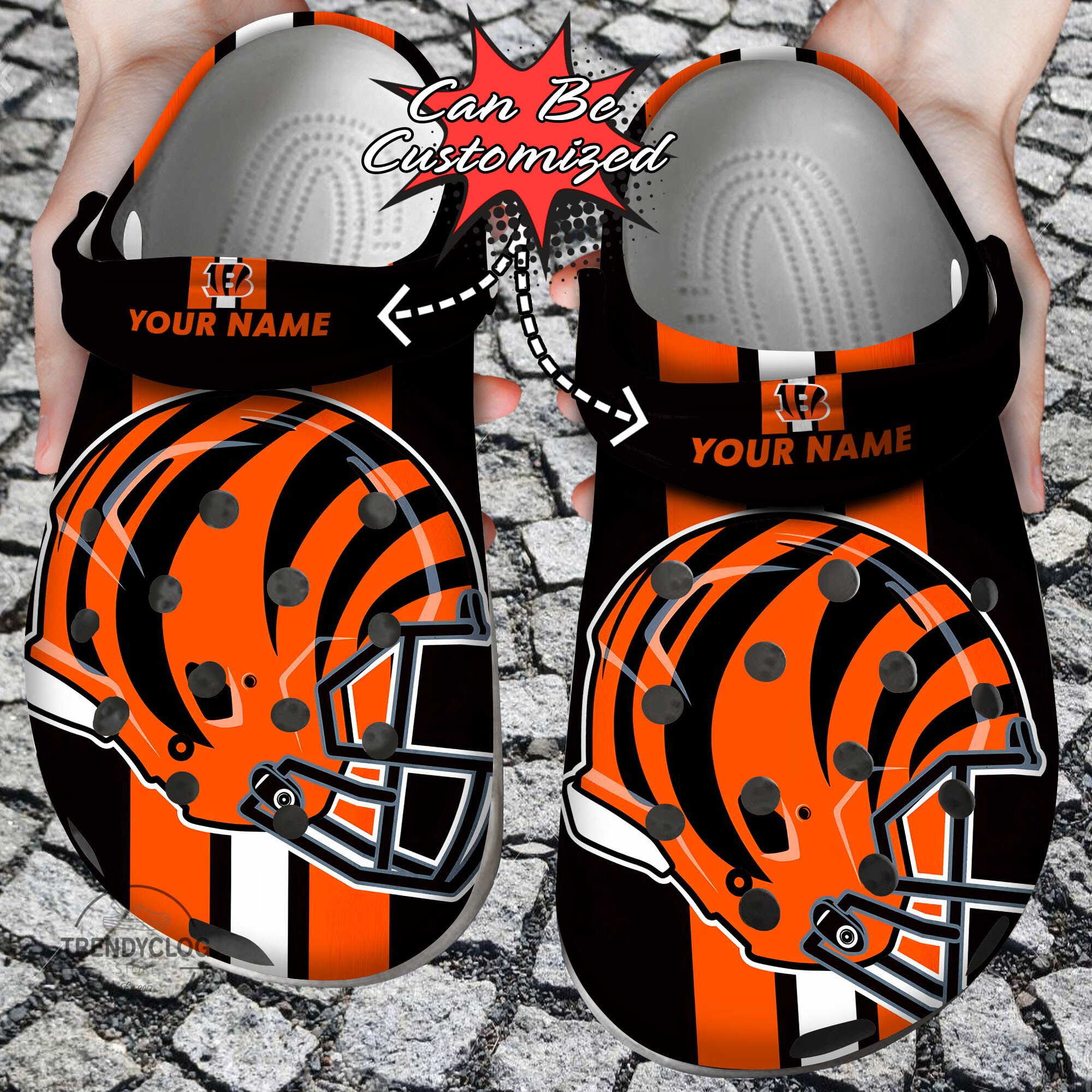 Football Crocs Personalized CBengals Team Helmets Clog Shoes