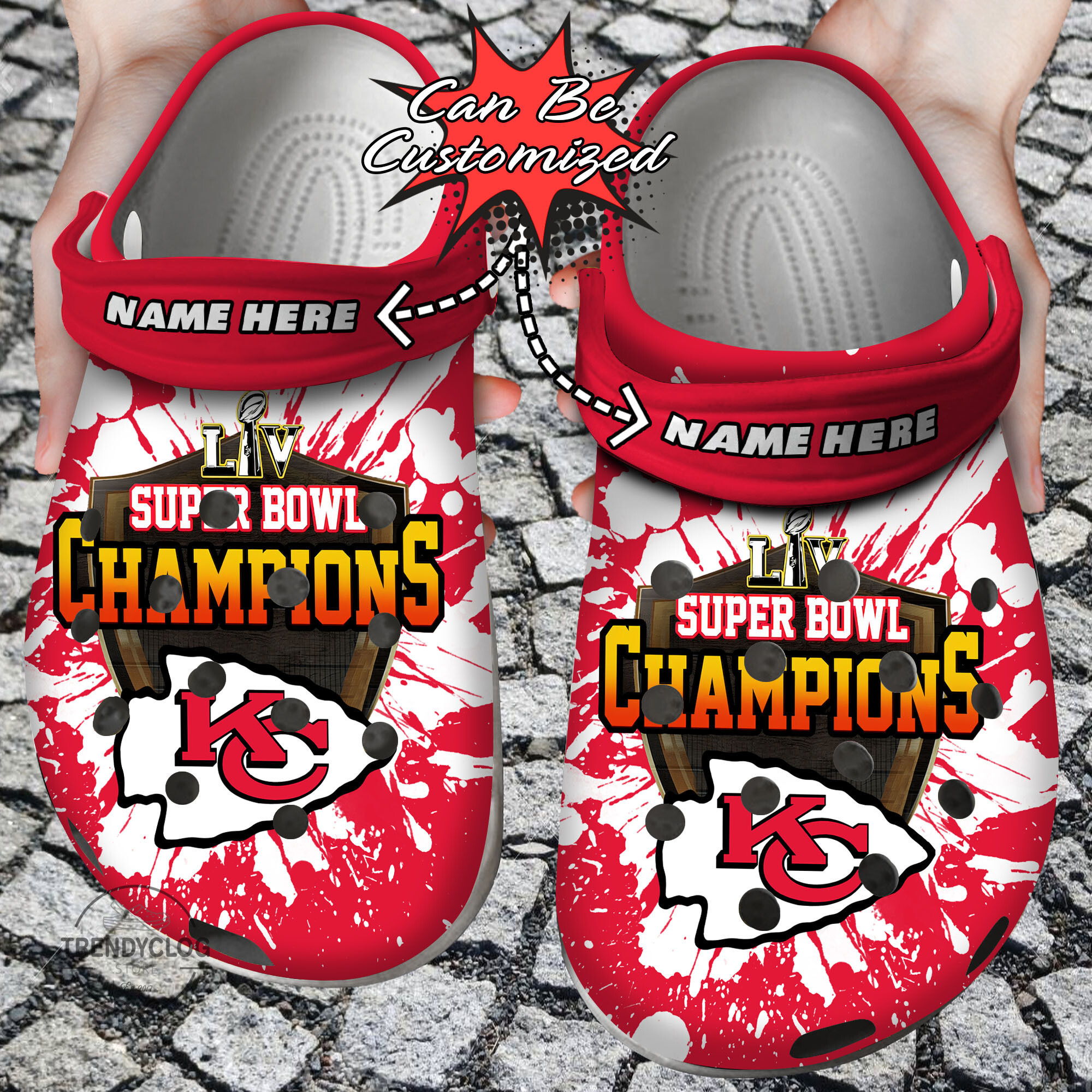 Football Crocs Personalized KC Chiefs Super Bowl Clog Shoes