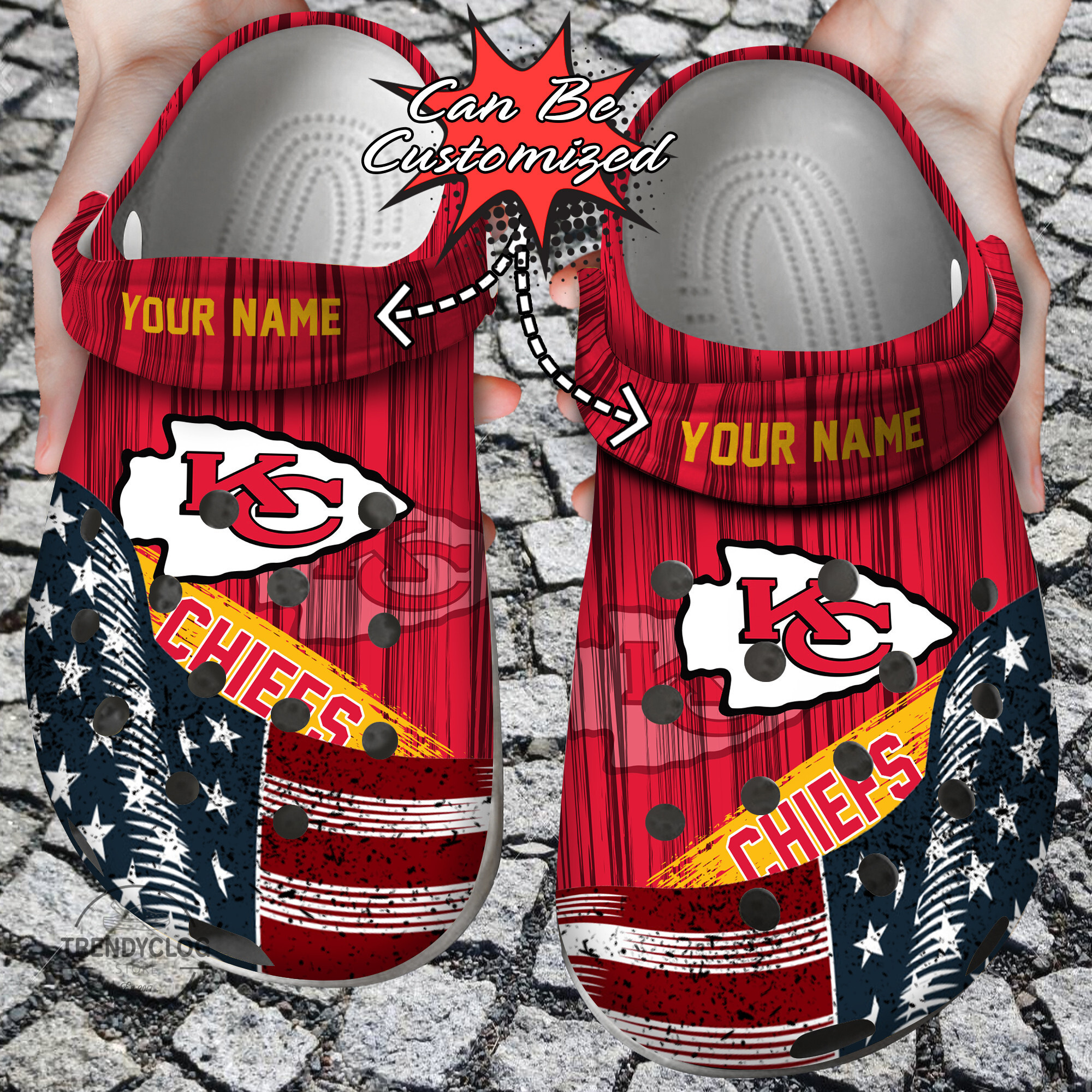 Custom Crocs US Flag KC Chiefs New Crocs Clog Shoes