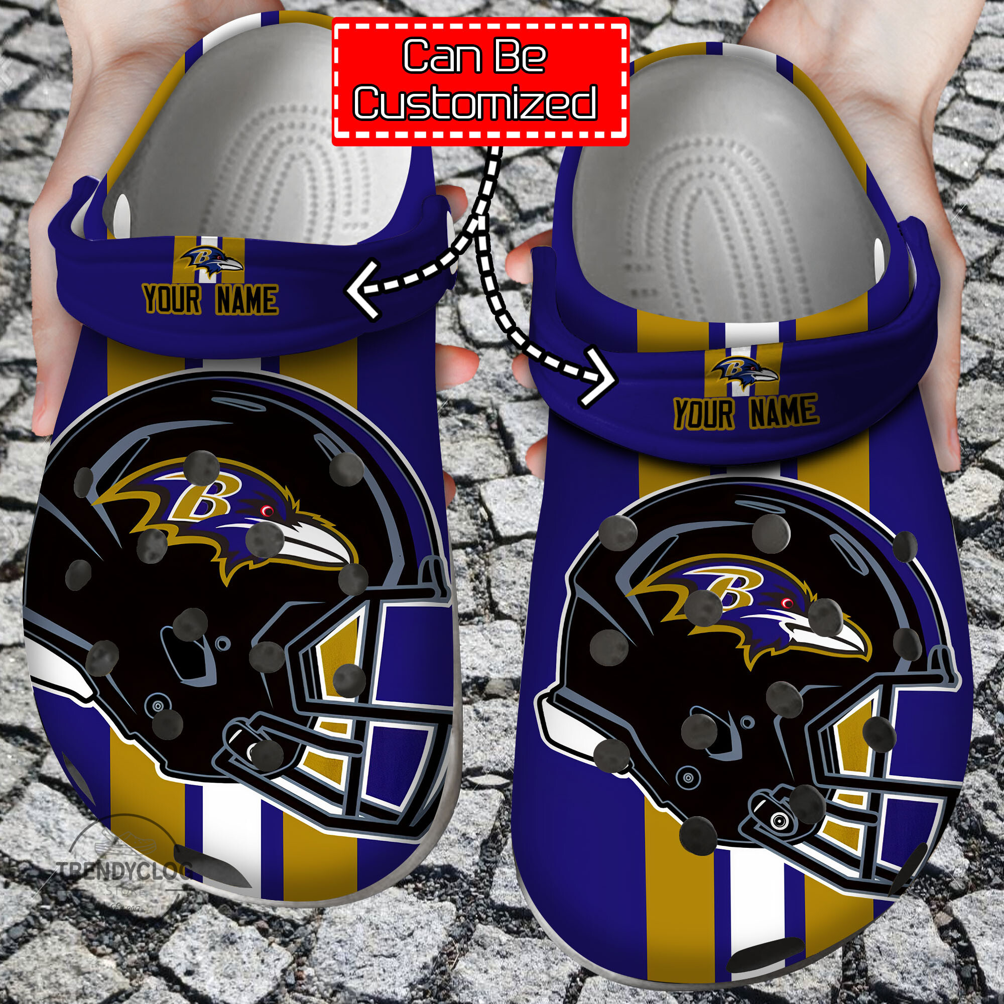 Football Crocs Personalized BRavens Helmets Clog Shoes