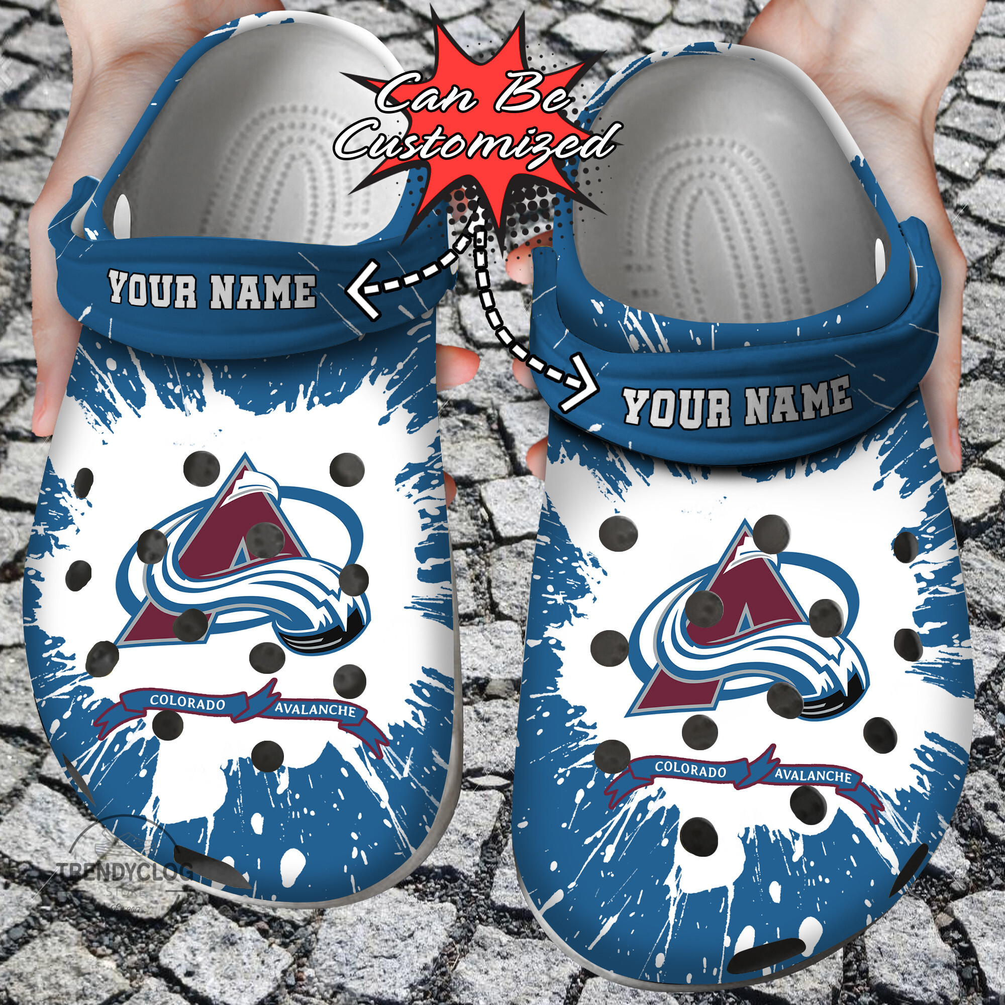 Hockey Crocs Personalized CAvalanche Team Clog Shoes