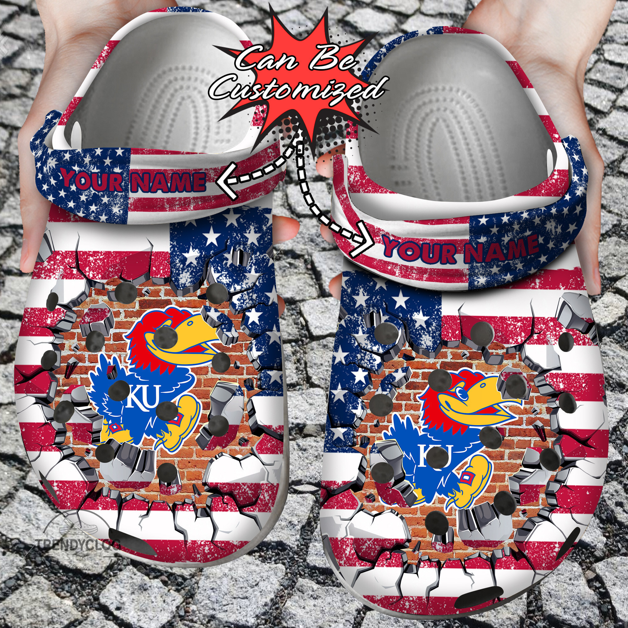 Sport Crocs Personalized KJayhawks University American Flag New Clog Shoes