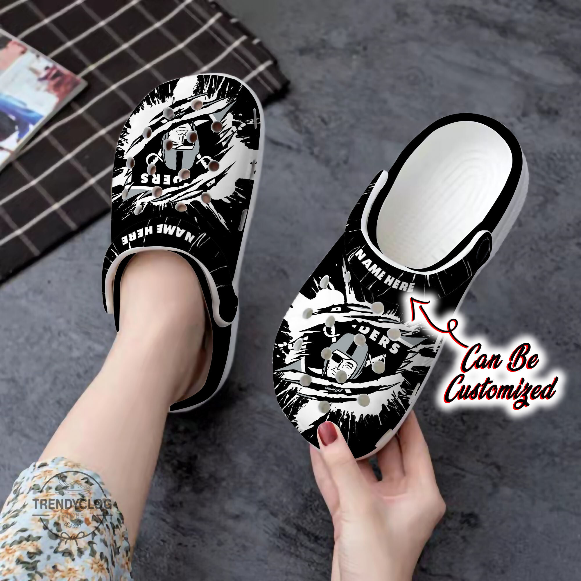 Raiders Crocs Personalized LV Raiders Football Ripped Claw Clog Shoes