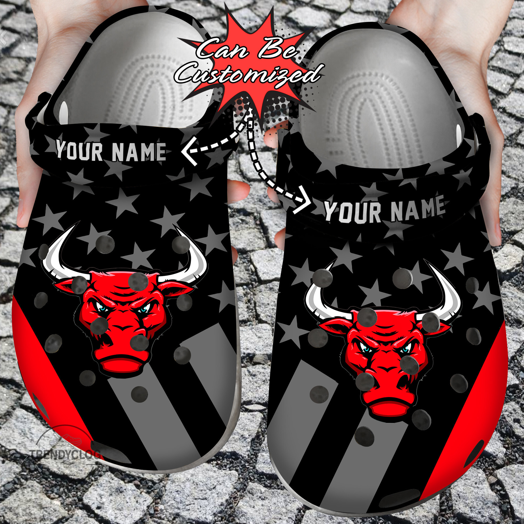 Basketball Crocs Personalized CBulls Star Flag Clog Shoes